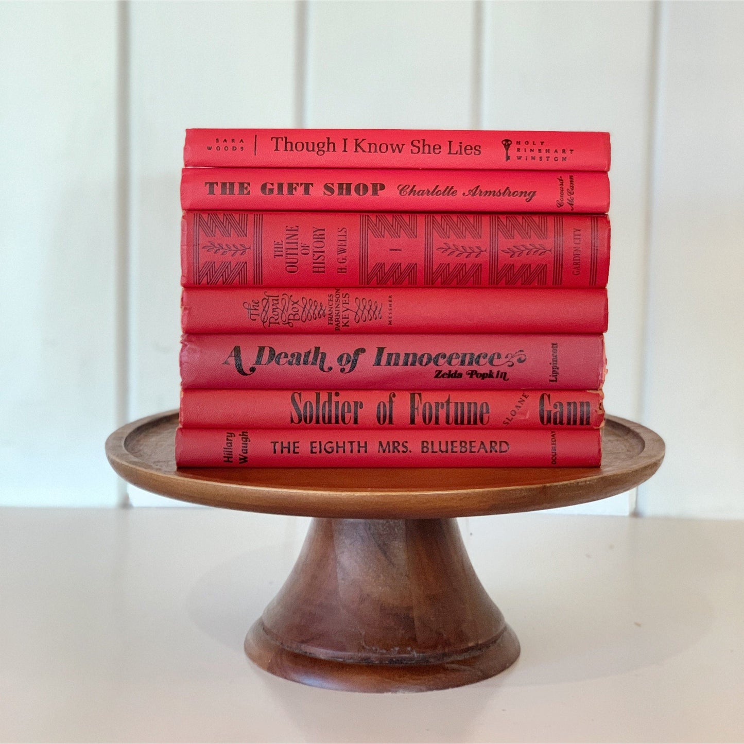 Red and Black Retro Decorative Books for Display, 1970s Decor