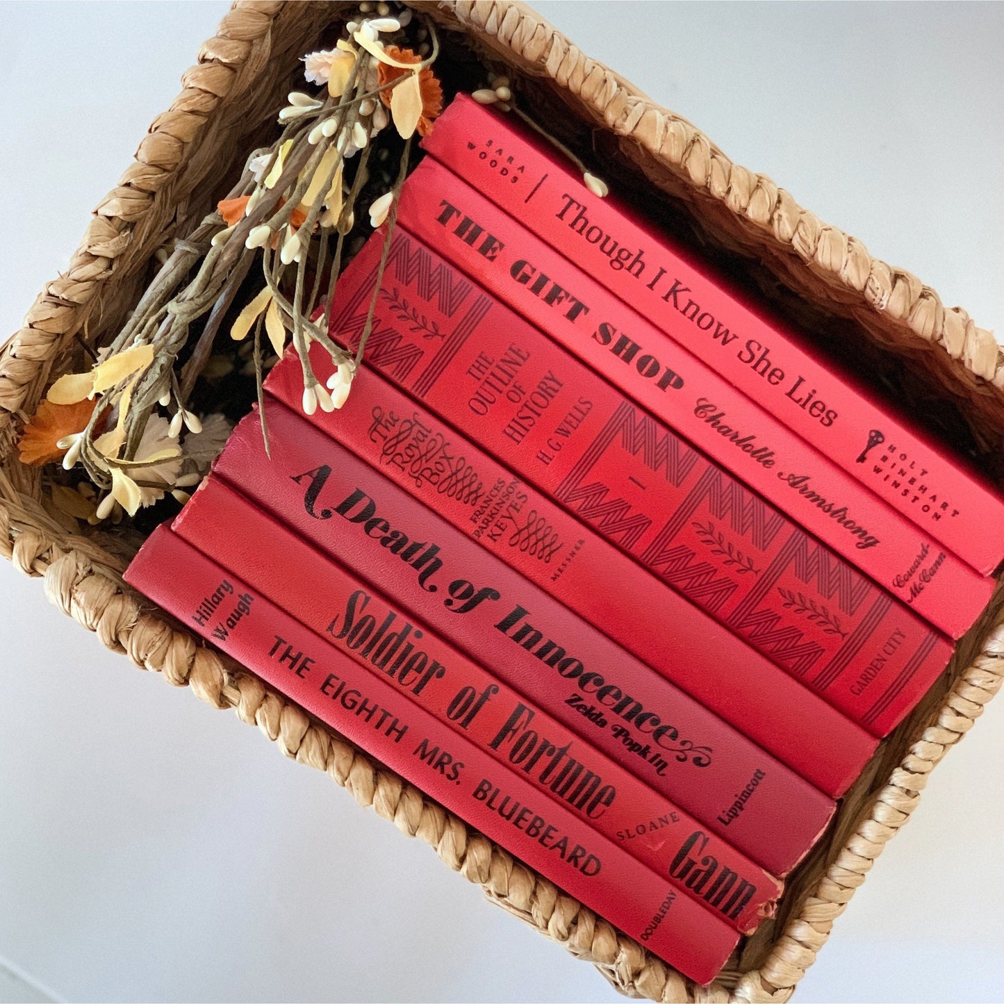 Red and Black Retro Decorative Books for Display, 1970s Decor