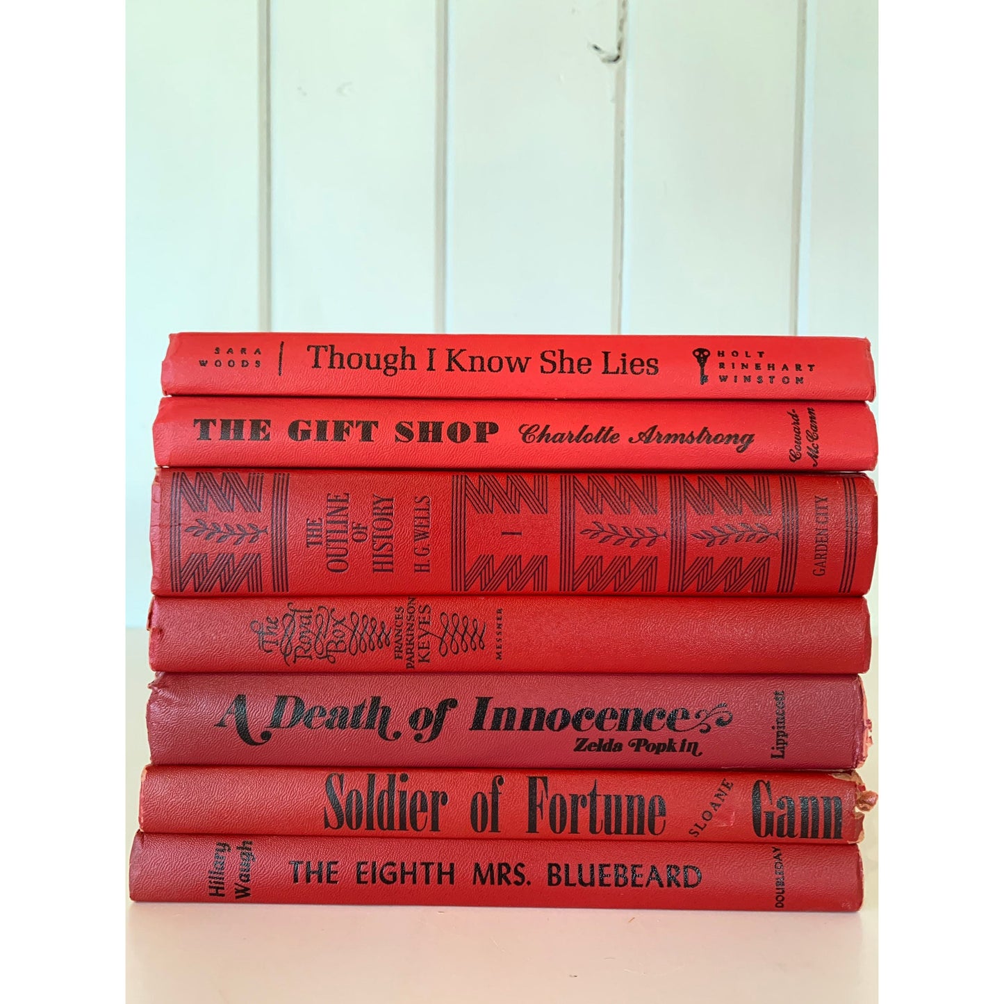 Red and Black Retro Decorative Books for Display, 1970s Decor