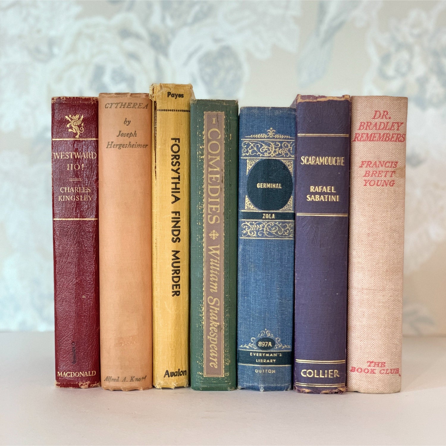 Faded Vintage Rainbow Book Set for Shelf Display, Rustic Farmhouse Decor, Rainbow Bookshelf Decor