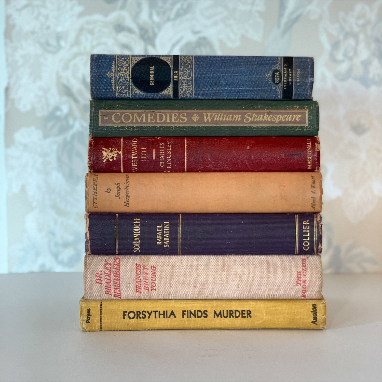 Faded Vintage Rainbow Book Set for Shelf Display, Rustic Farmhouse Decor, Rainbow Bookshelf Decor