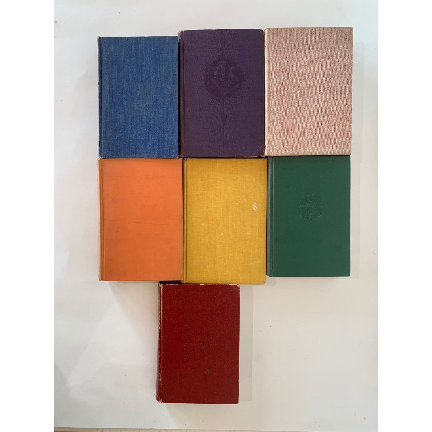Faded Vintage Rainbow Book Set for Shelf Display, Rustic Farmhouse Decor, Rainbow Bookshelf Decor