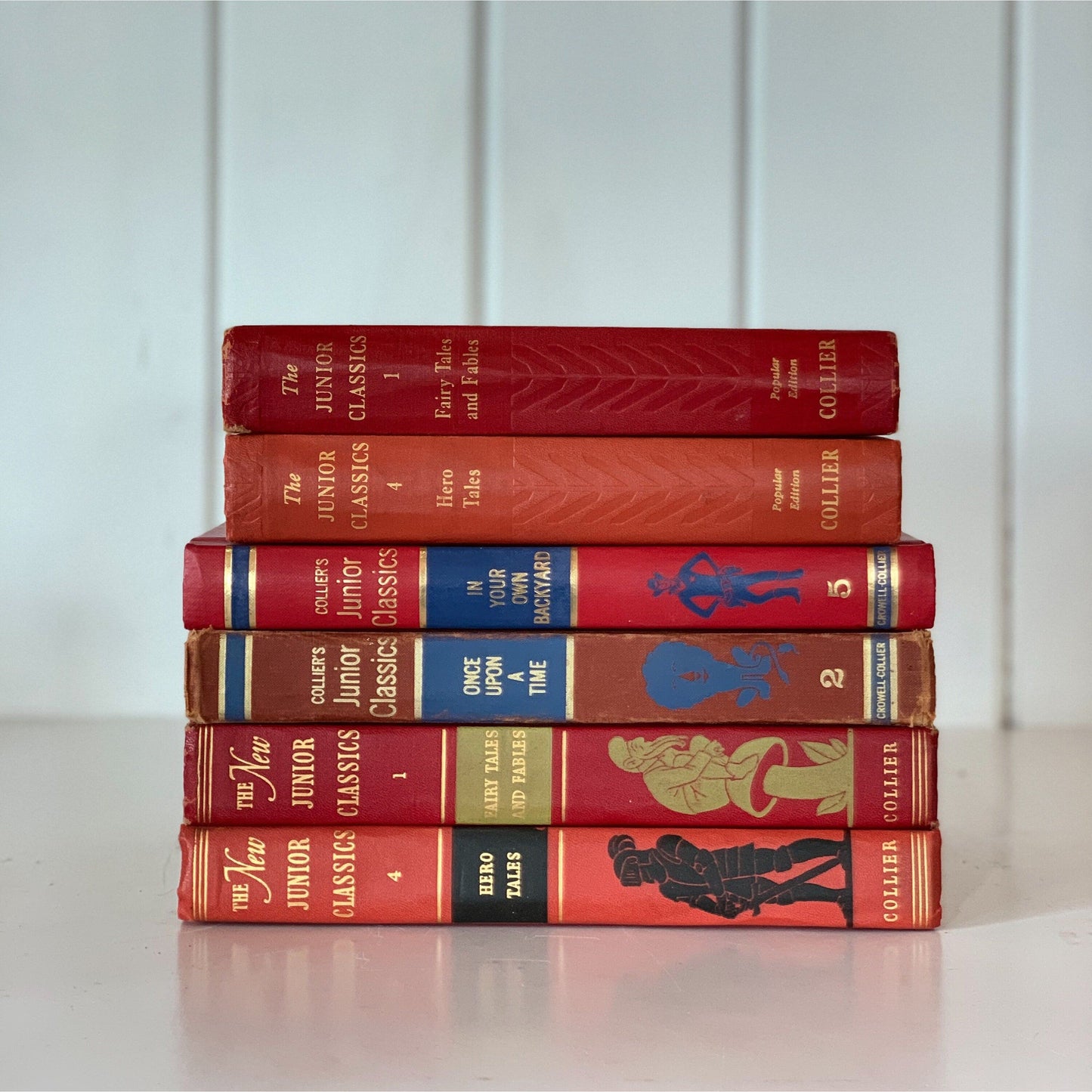 Vintage Red Children's Books, Colliers Junior Classics Set