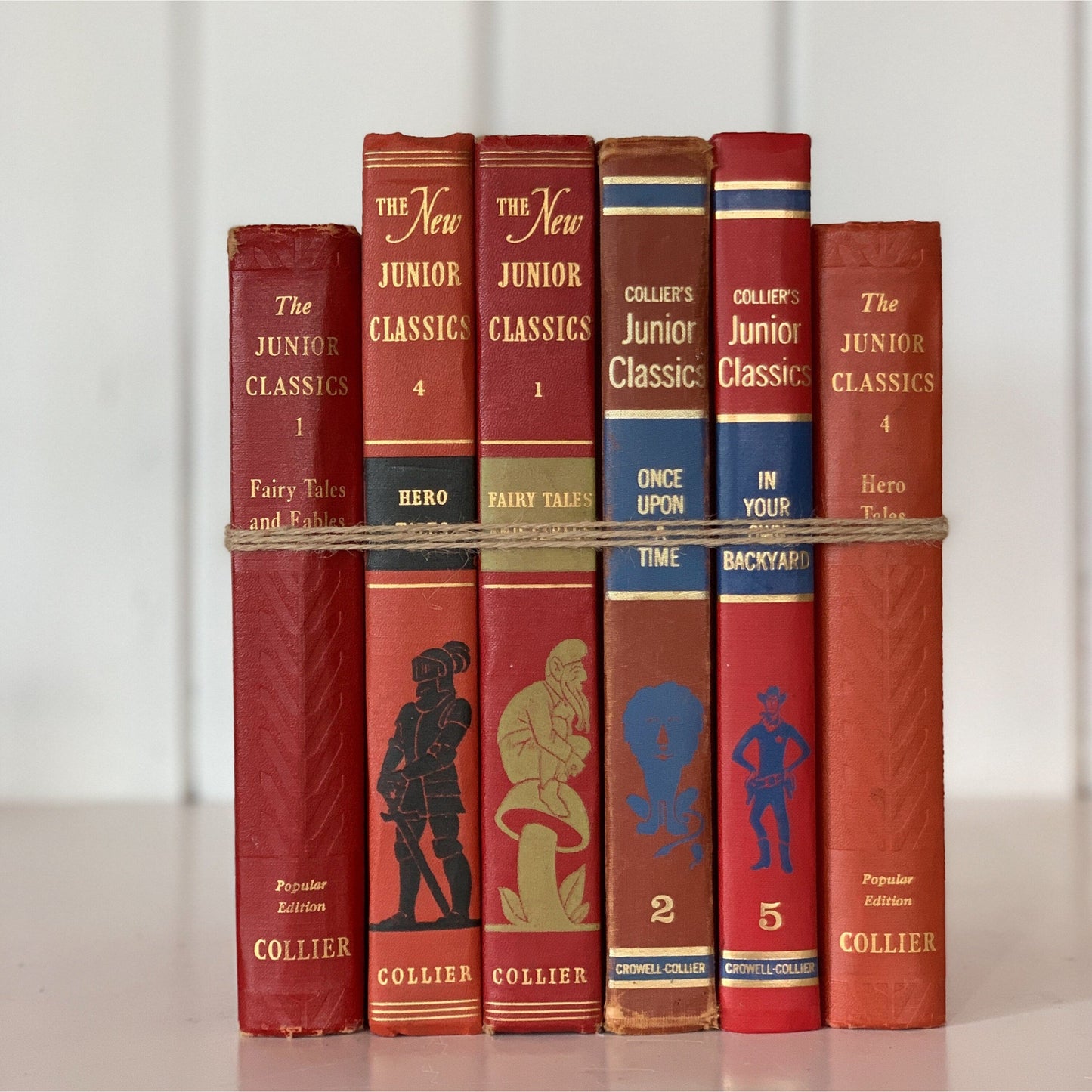 Vintage Red Children's Books, Colliers Junior Classics Set