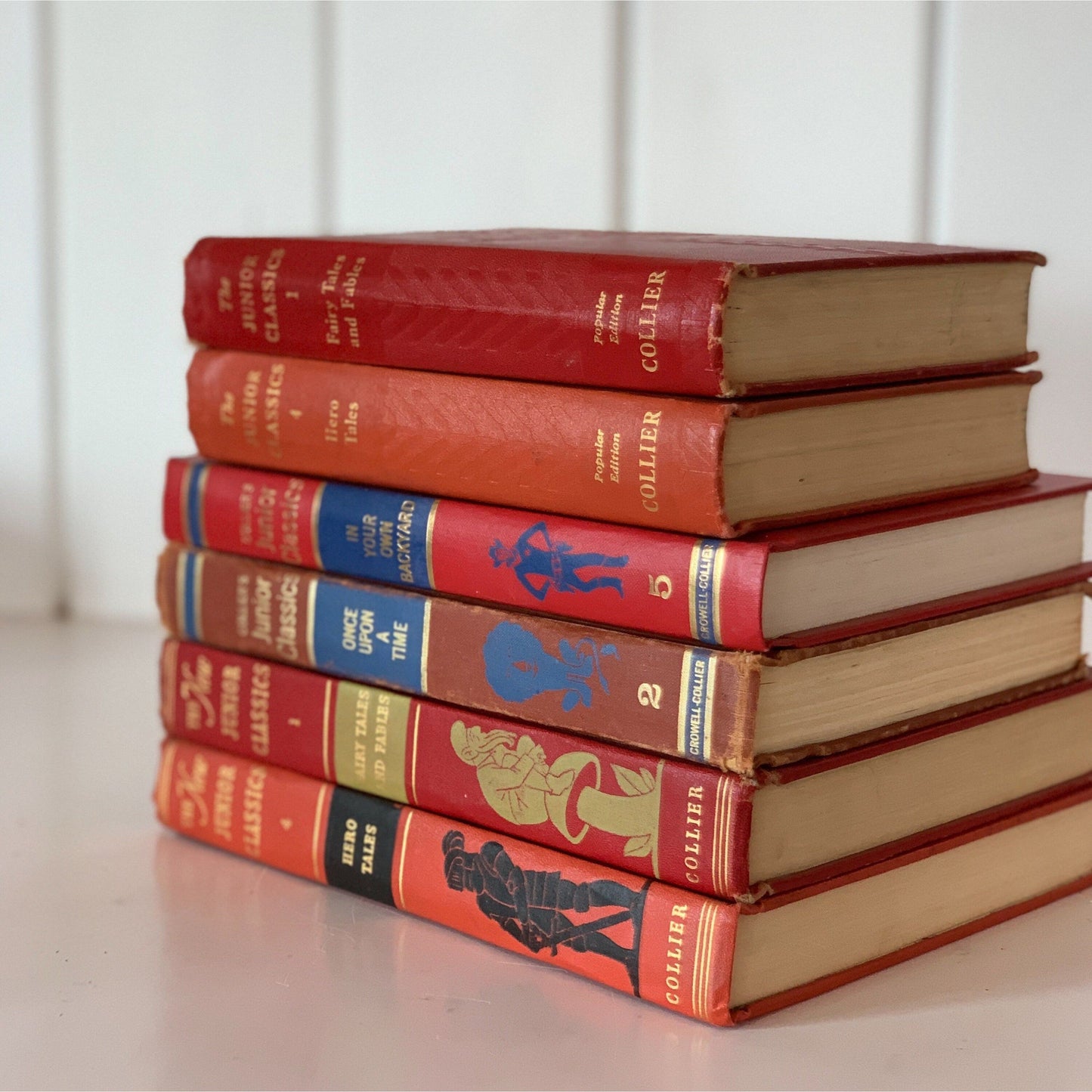 Vintage Red Children's Books, Colliers Junior Classics Set