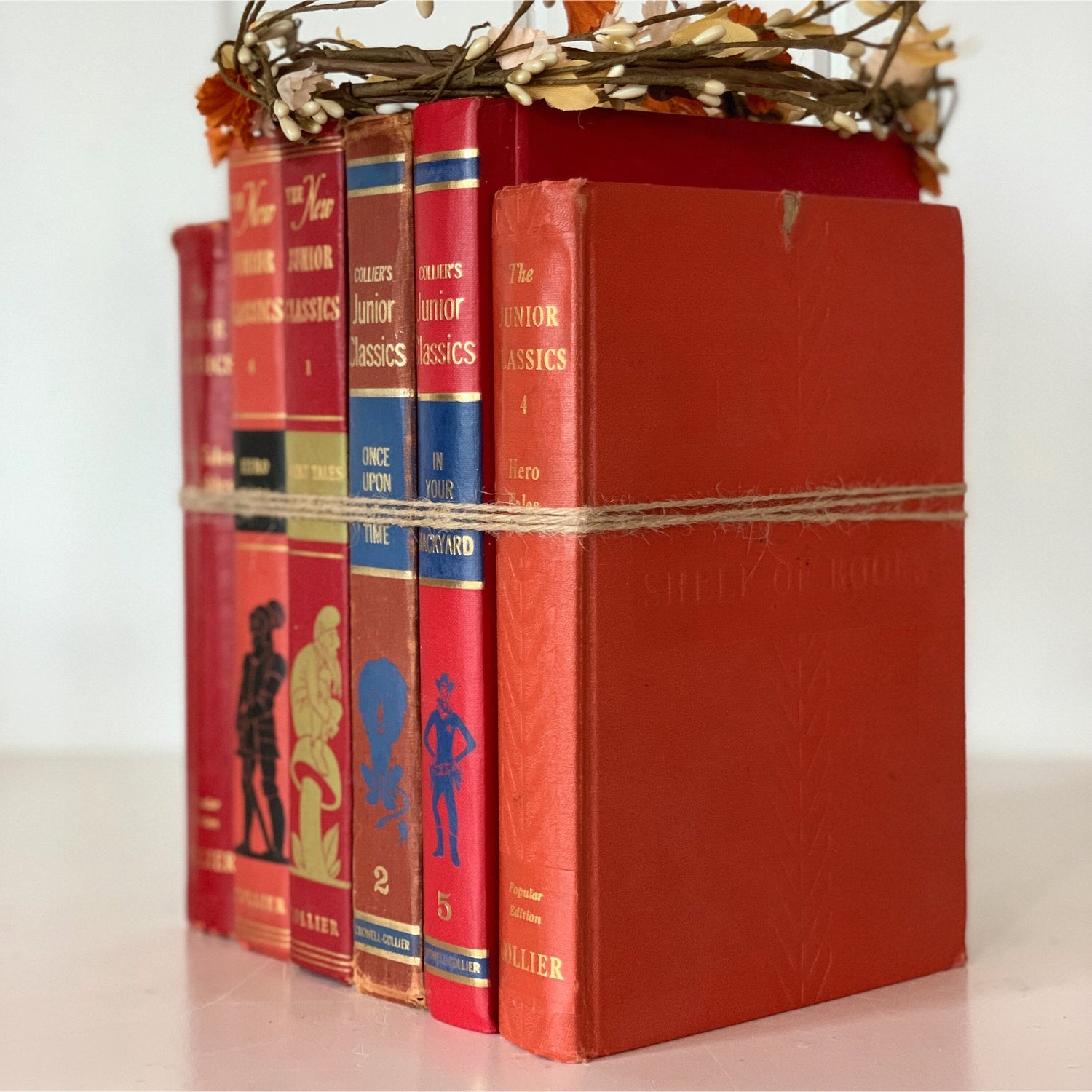 Vintage Red Children's Books, Colliers Junior Classics Set