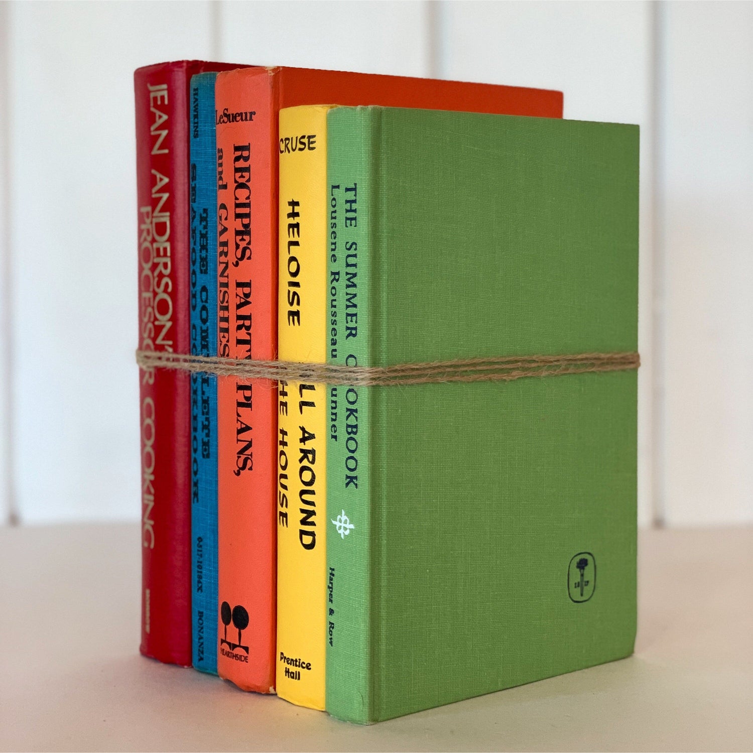 Vintage Rainbow Cookbook Bundle, Handmade Decor for Colorful Kitchen Shelf Styling
