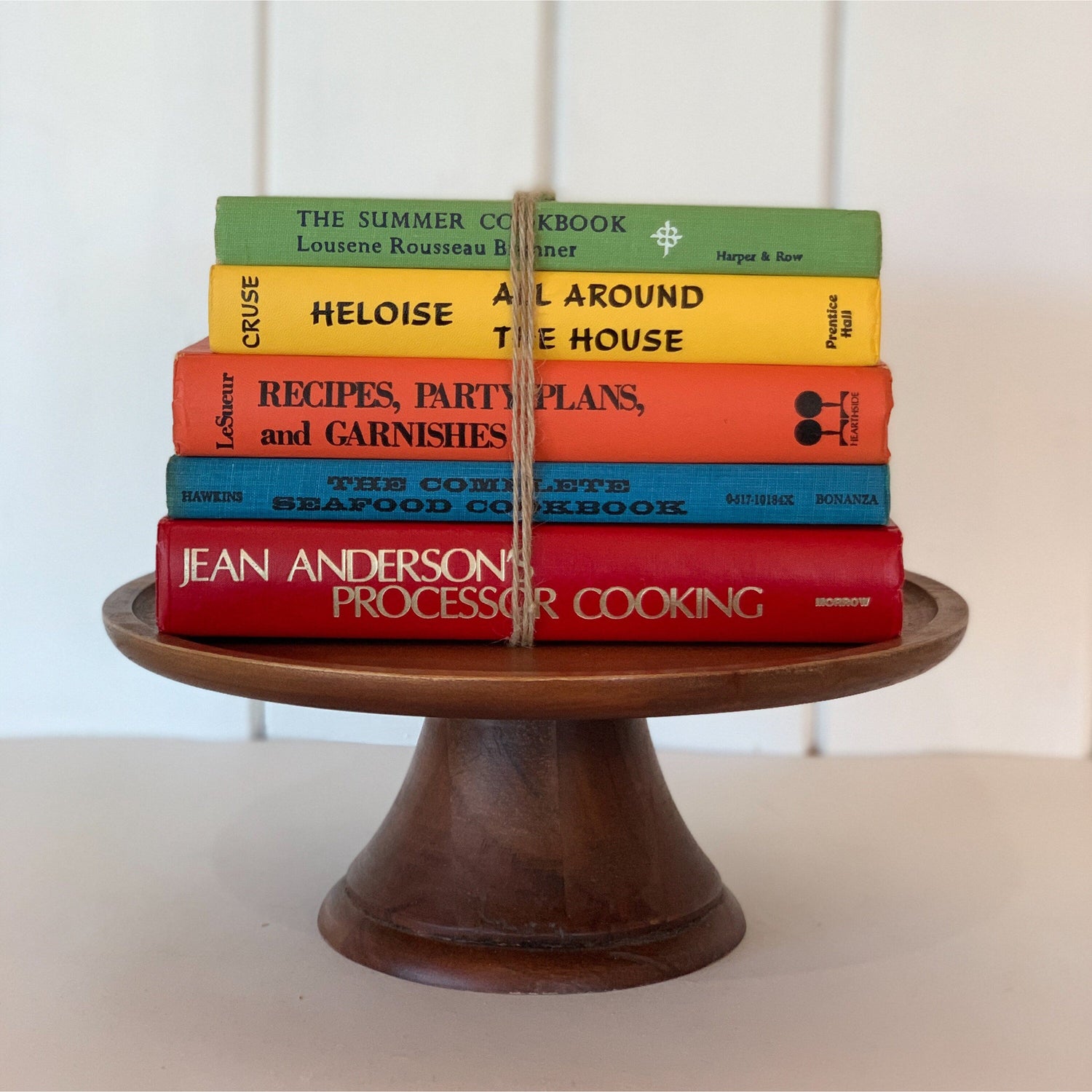 Vintage Rainbow Cookbook Bundle, Handmade Decor for Colorful Kitchen Shelf Styling