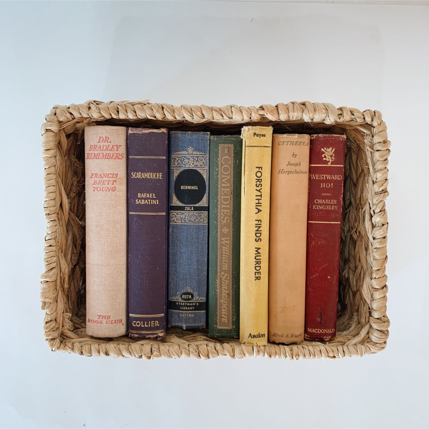 Faded Vintage Rainbow Book Set for Shelf Display, Rustic Farmhouse Decor, Rainbow Bookshelf Decor