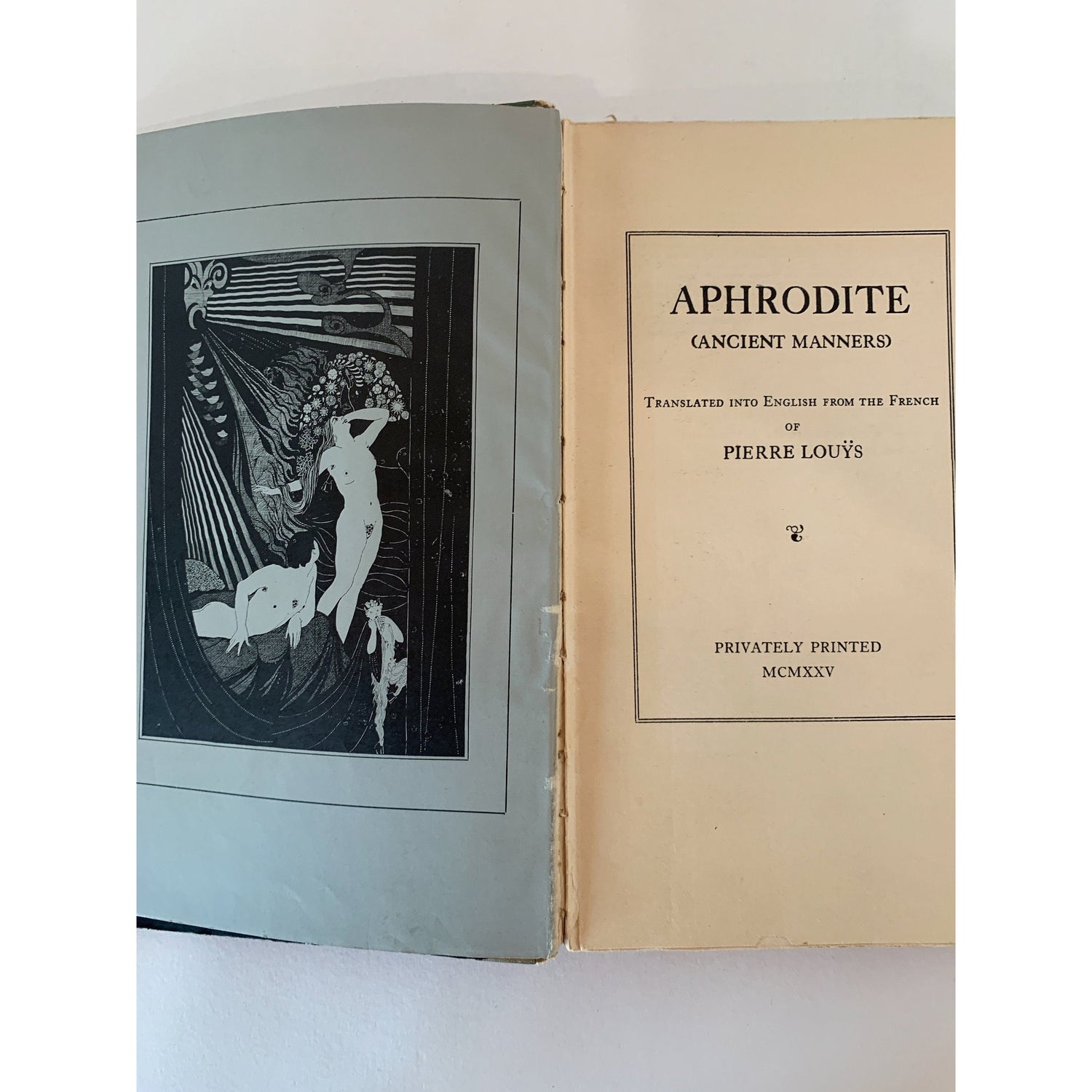 Aphrodite, Ancient Manners, Pierre Louys, 1925, Hardcover