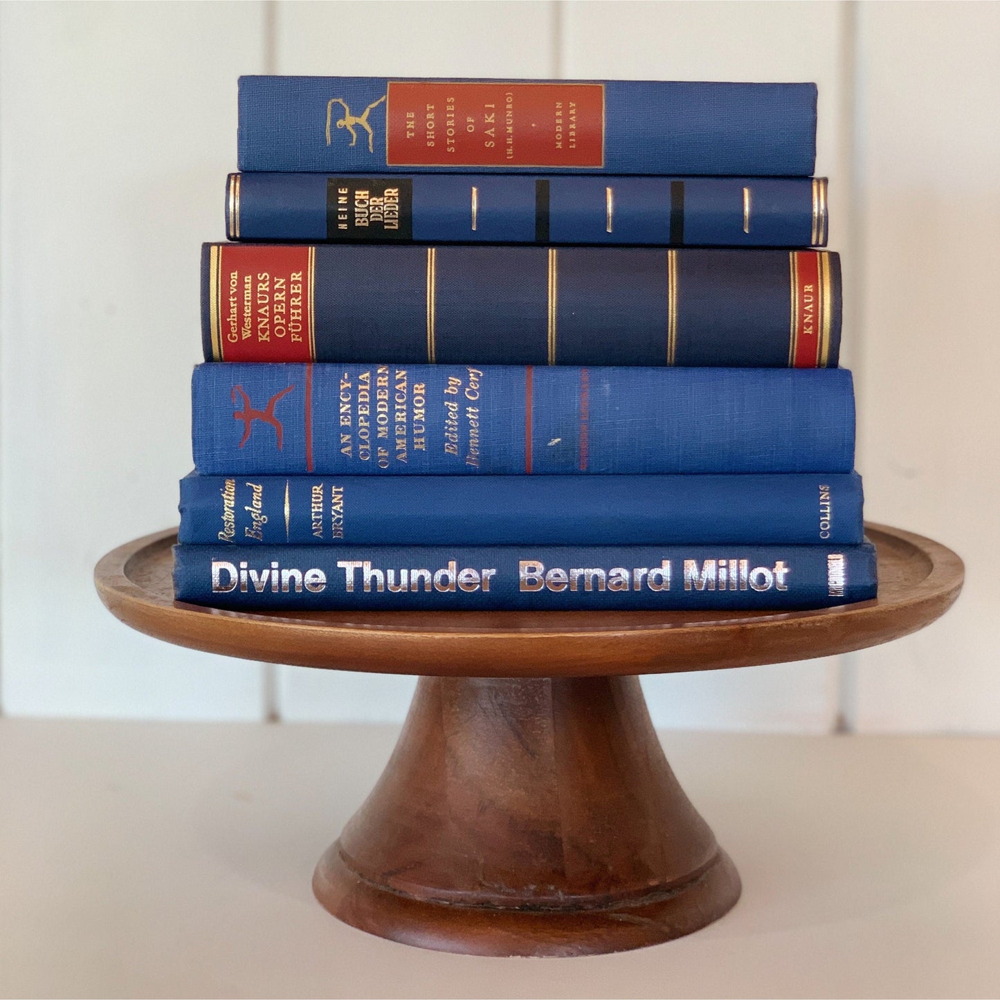 Indigo Blue Vintage Book Set, Home Staging, Boho Decor, Books for Wedding Centerpiece