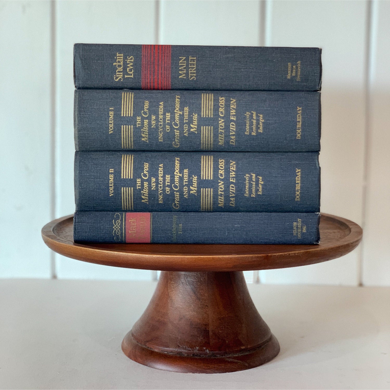 Vintage Navy Blue and Gold Book Set, Home Staging, Homemade Decor, Shelf Styling