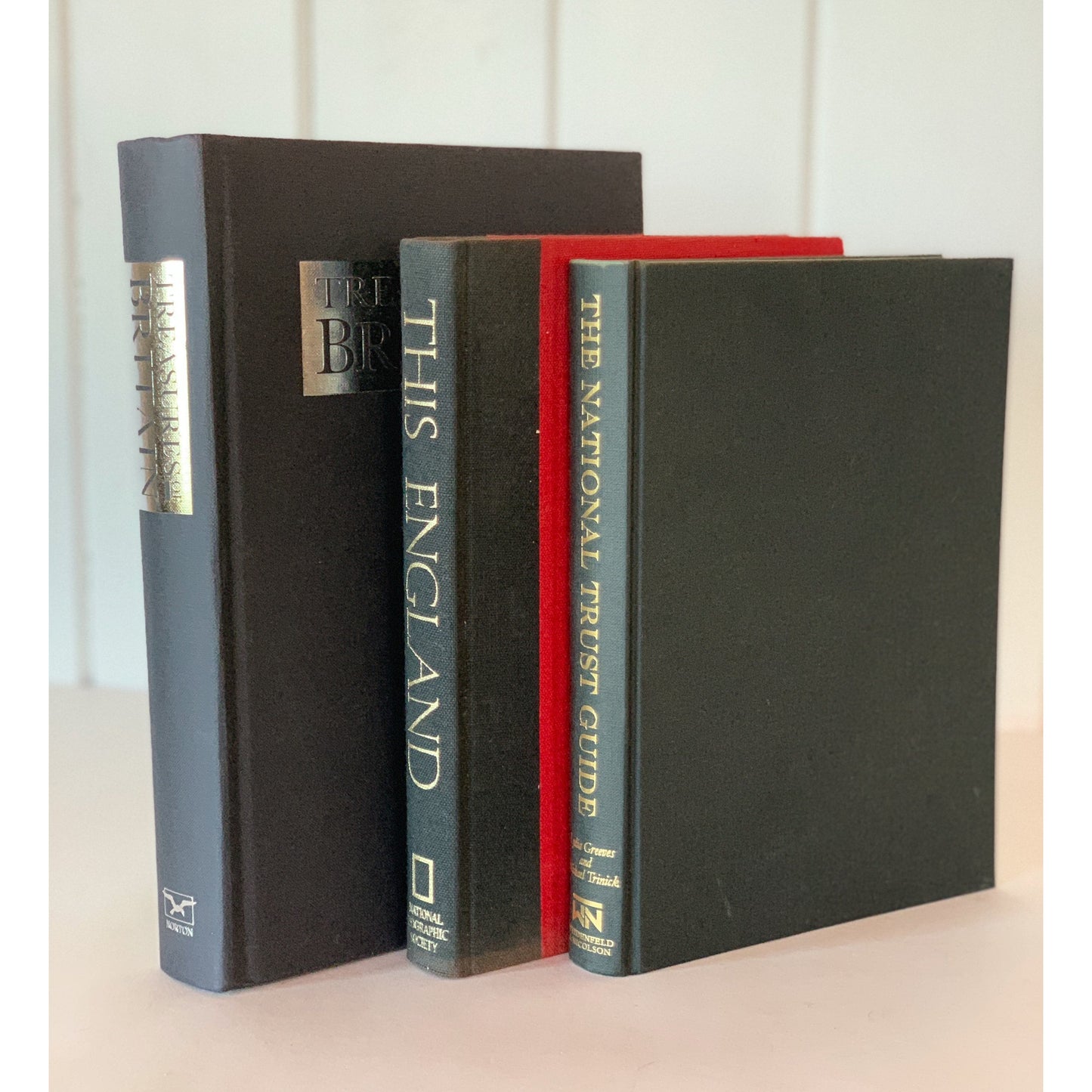 Black and Dark Gray Vintage Books on England, Anglophile Gift, Coffee Table Books