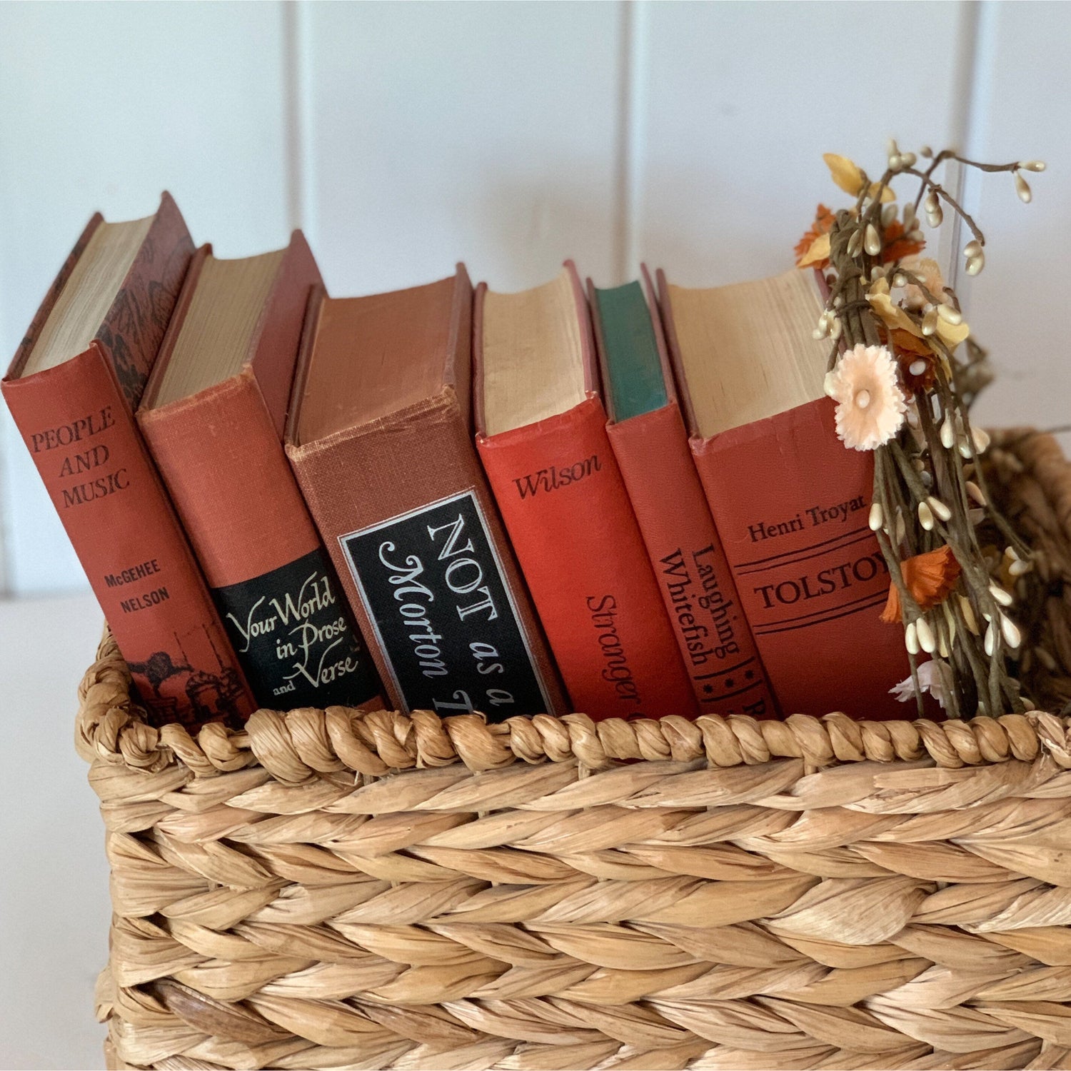 Vintage Terra Cotta and Gold Decorative Books, Handmade Decor