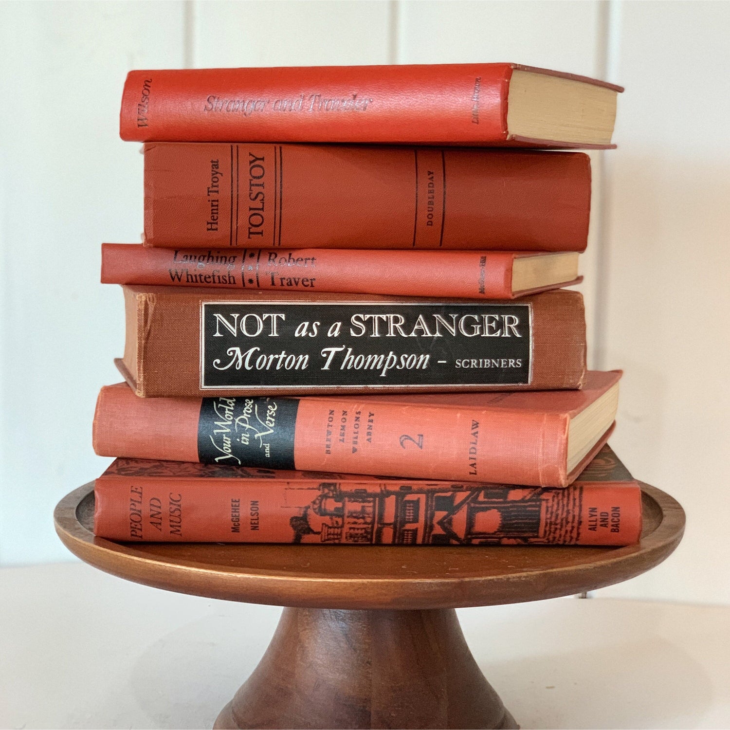 Vintage Terra Cotta and Gold Decorative Books, Handmade Decor