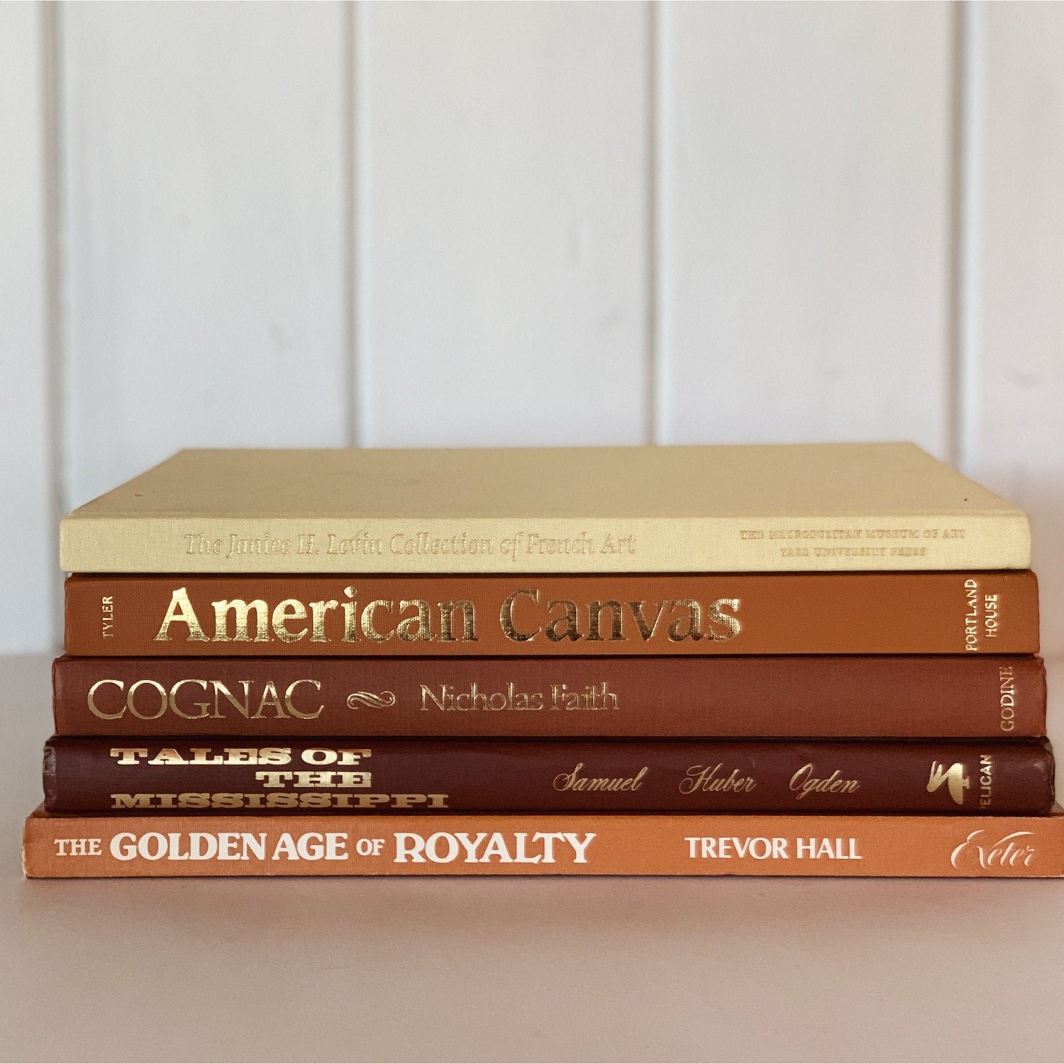 Retro Brown Mustard Yellow Coffee Table Book Set, Handmade Coffee Table Decor, 1970s Books