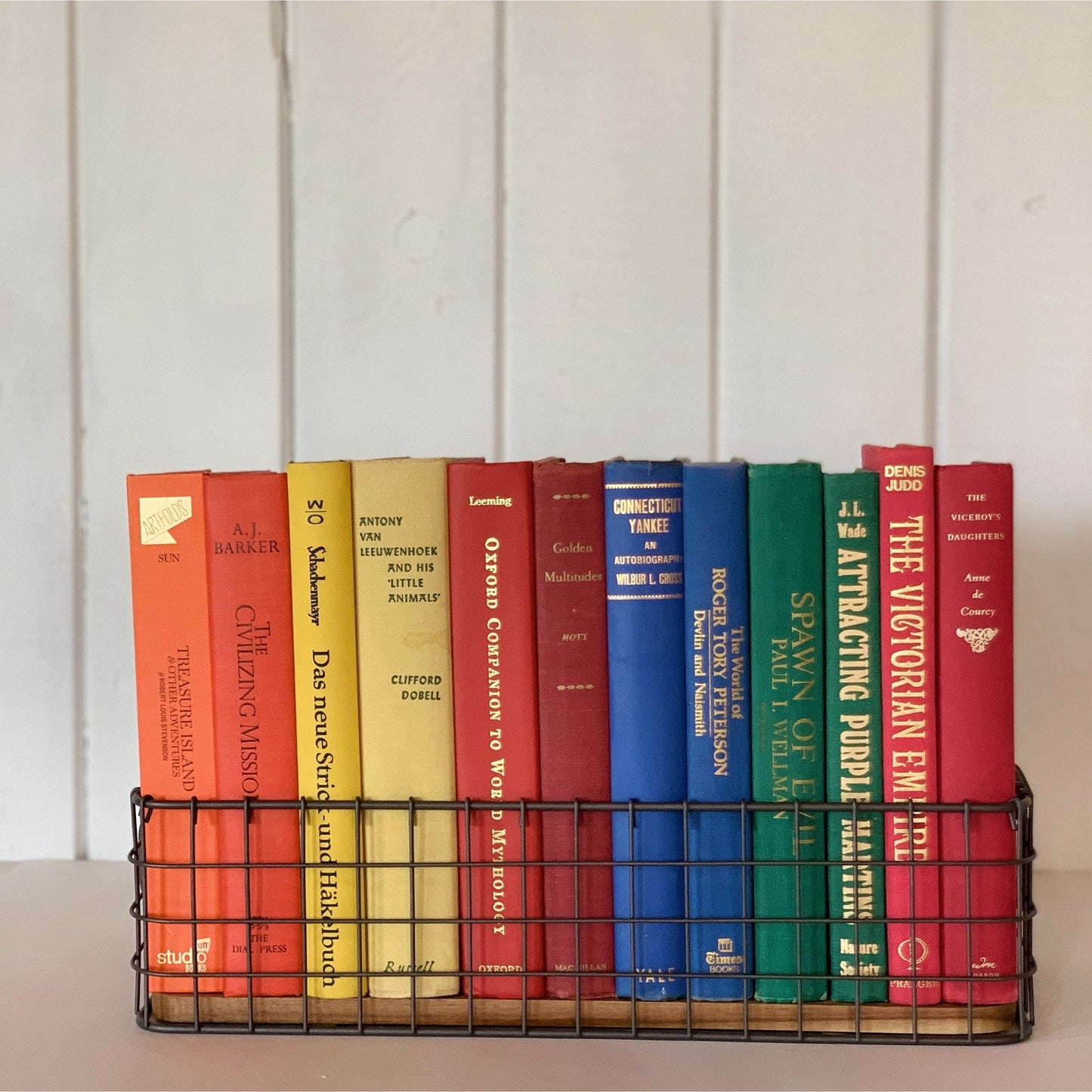 Large Vintage Decorative Books, Rainbow Book Set, Jewel Toned Decor