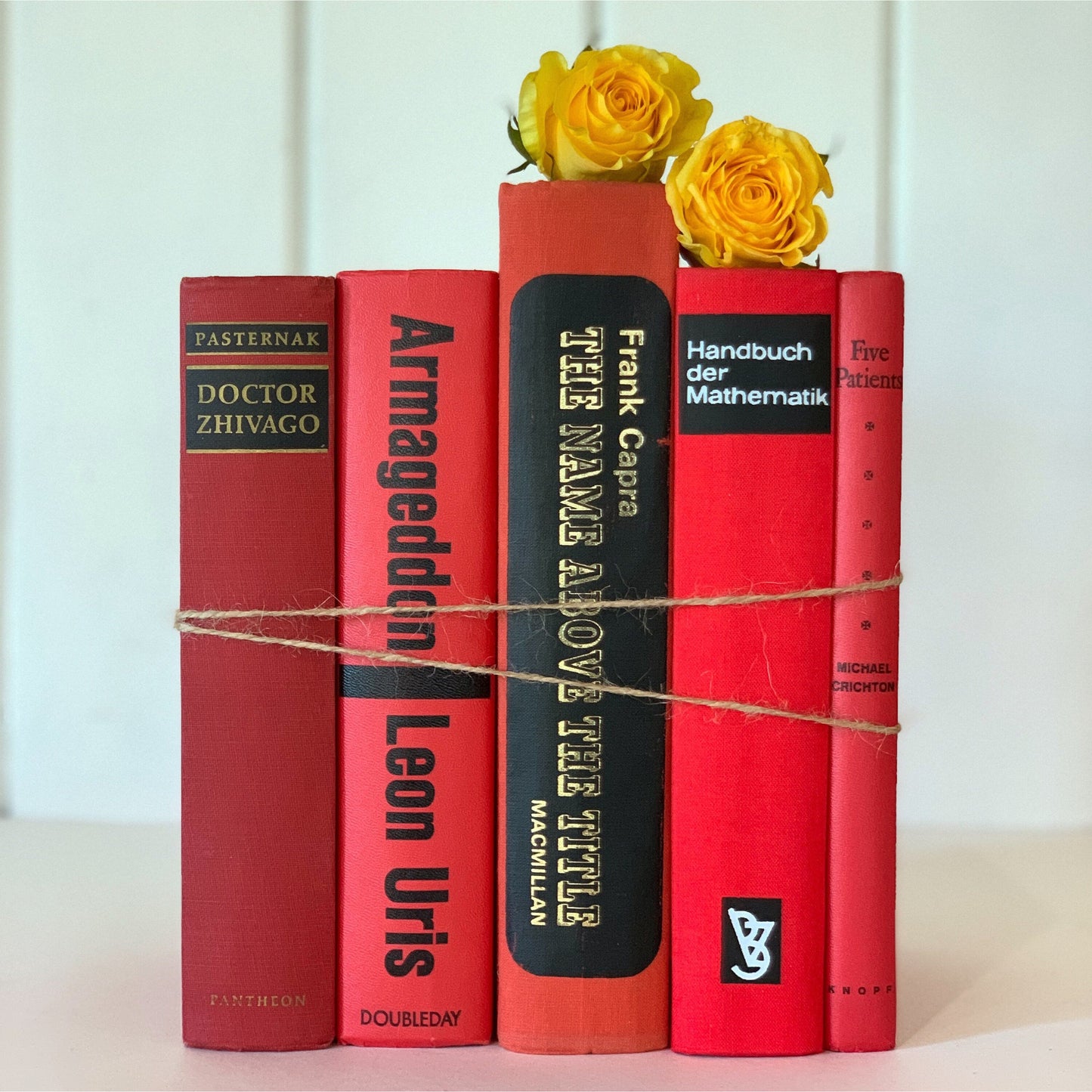 Red and Black Mid-Century Modern Decorative Books for Display