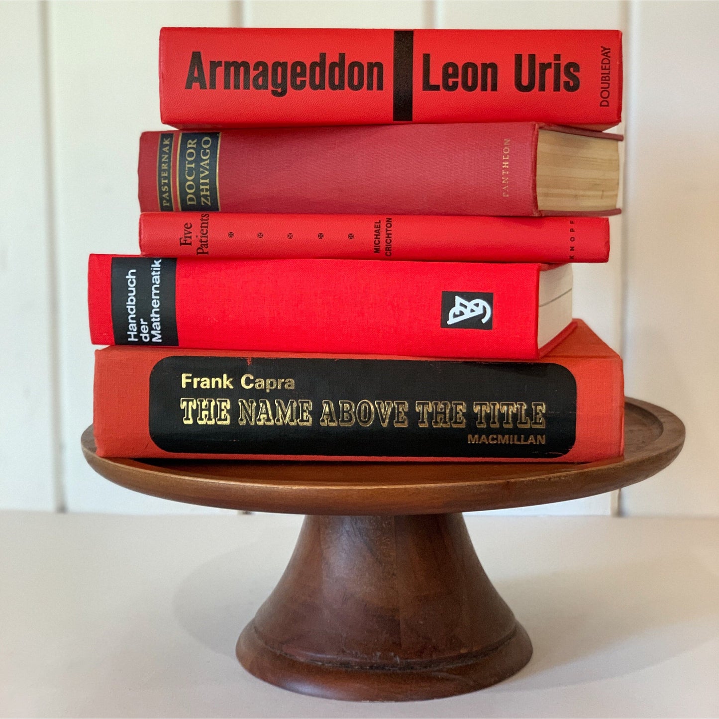 Red and Black Mid-Century Modern Decorative Books for Display