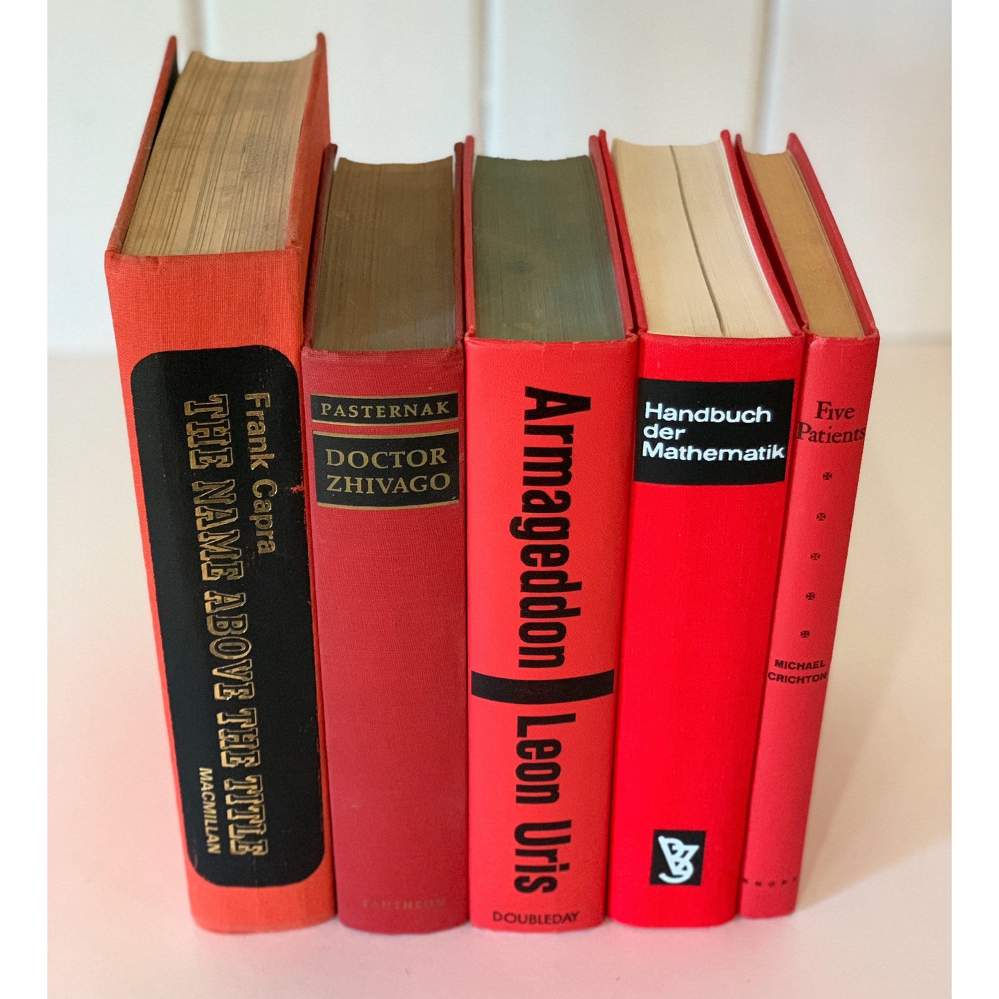 Red and Black Mid-Century Modern Decorative Books for Display