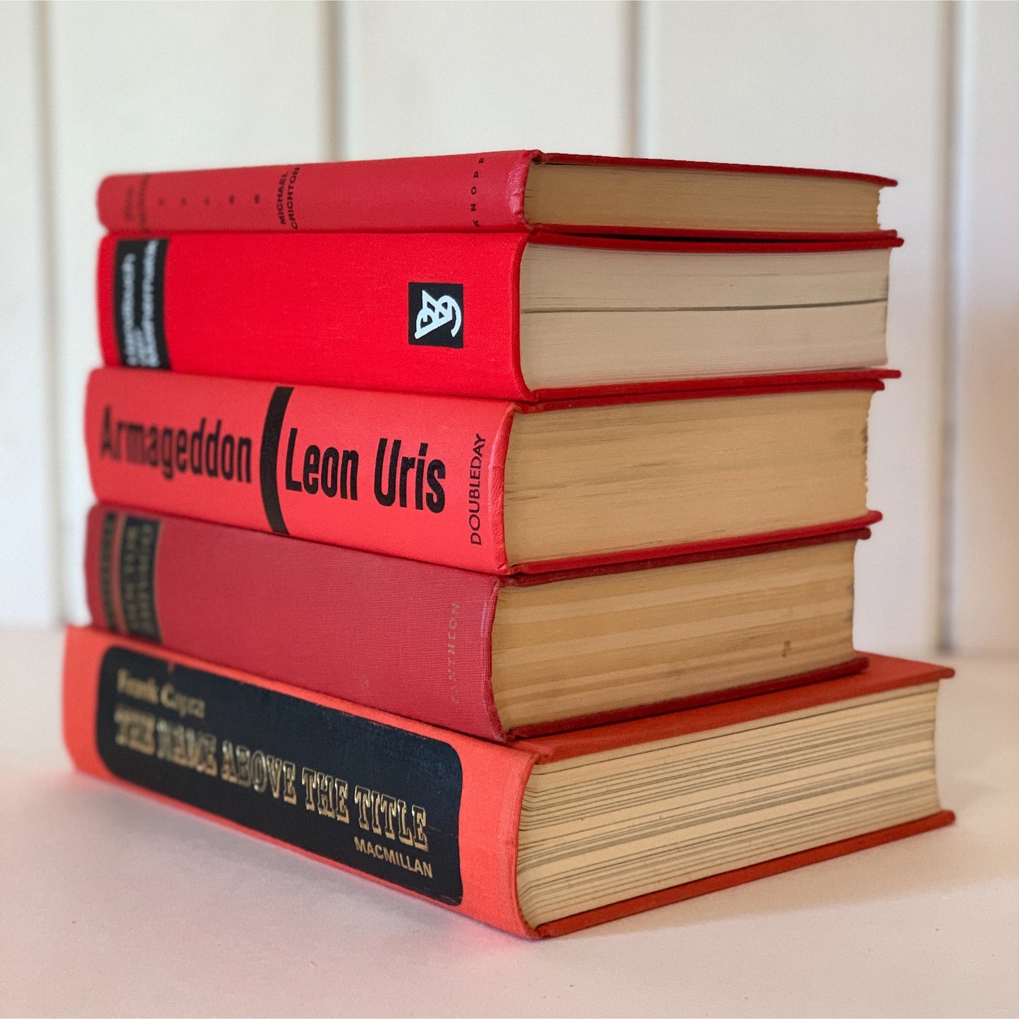 Red and Black Mid-Century Modern Decorative Books for Display