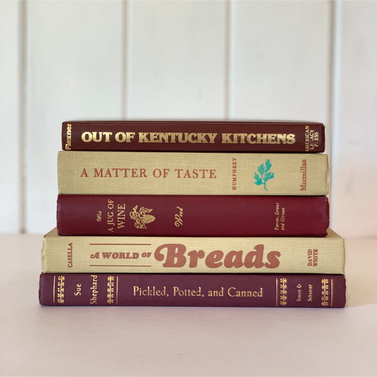 Retro Beige Brown Maroon Rust Cookbook Set for Kitchen Decor