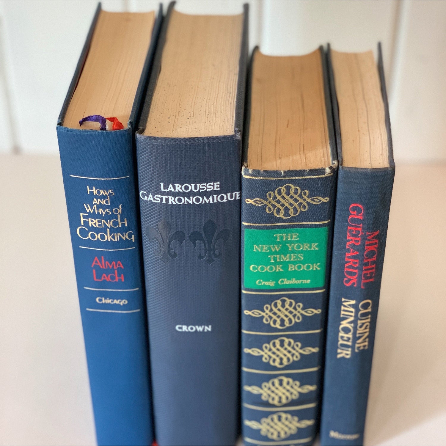 Blue Vintage Cookbook Set - Decorative Books for Kitchen Decor