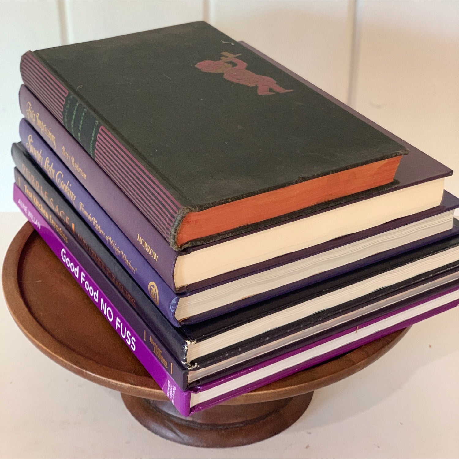 Vintage Books, Purple Cookbook Set for Decor, Kitchen Shelf Styling