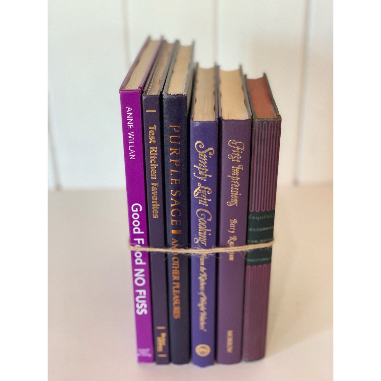 Vintage Books, Purple Cookbook Set for Decor, Kitchen Shelf Styling