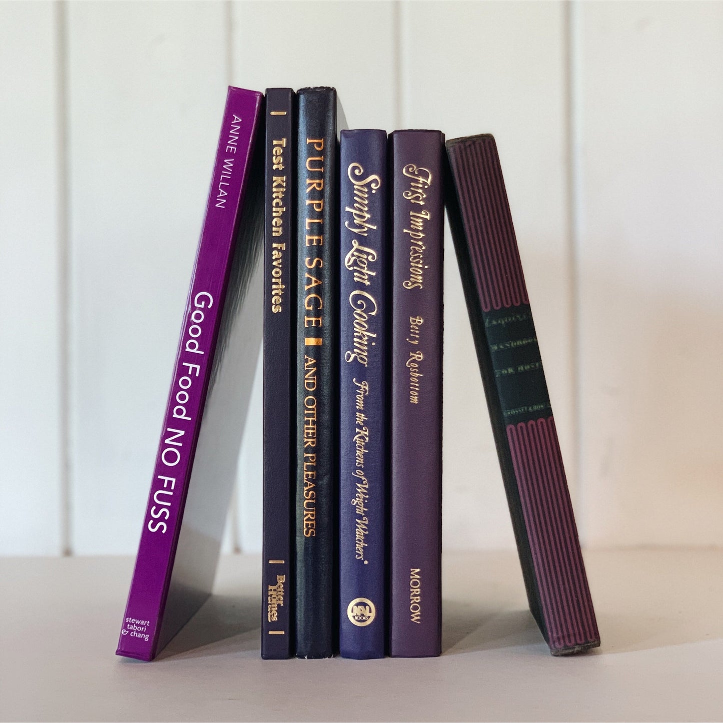 Vintage Books, Purple Cookbook Set for Decor, Kitchen Shelf Styling