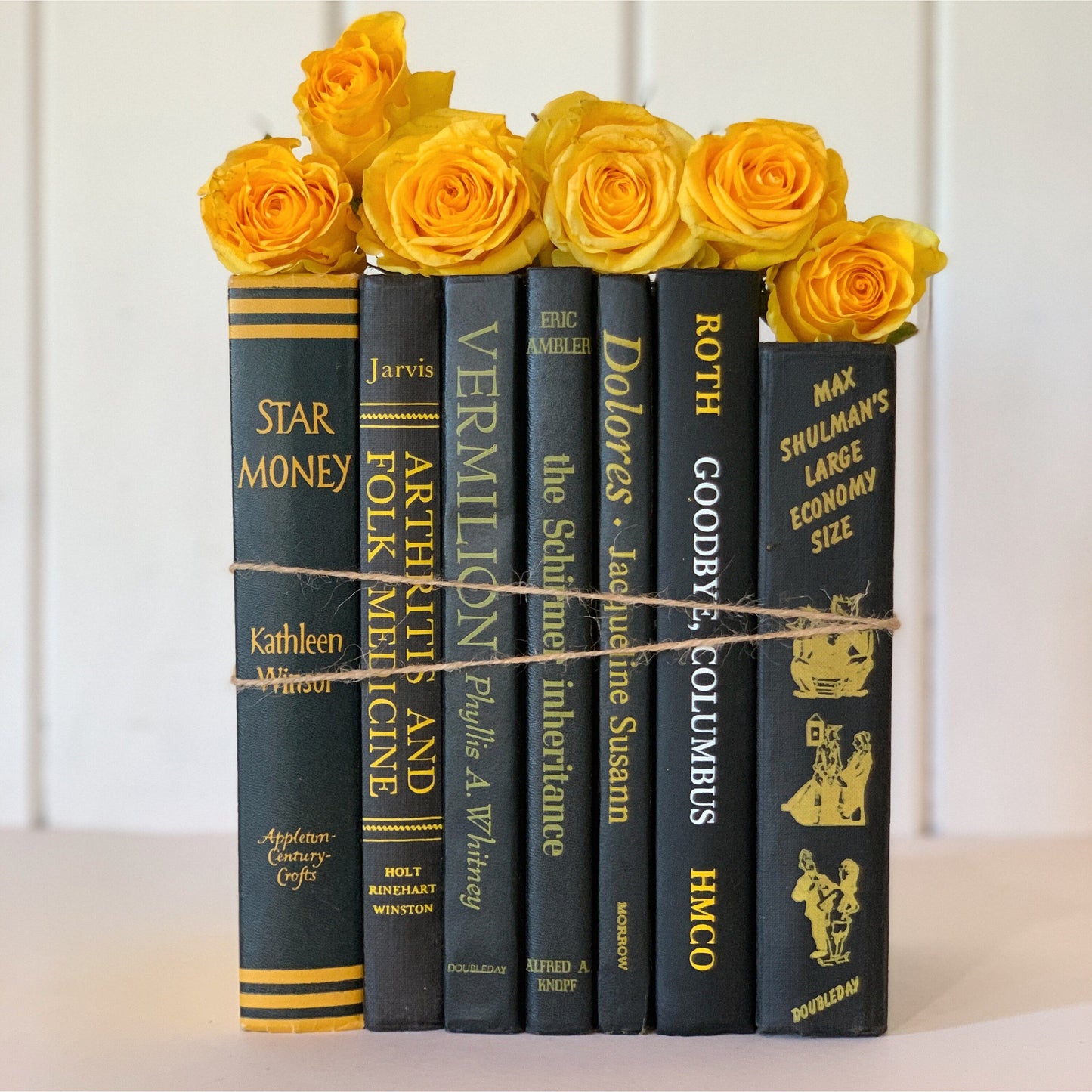 Yellow and Black Vintage Decorative Book Set for Display, Rainbow Bookshelf Decor