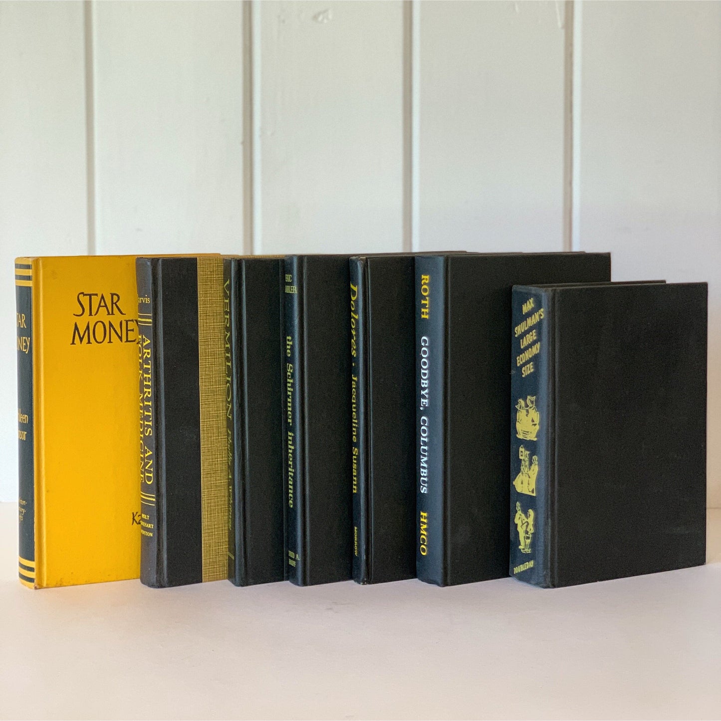 Yellow and Black Vintage Decorative Book Set for Display, Rainbow Bookshelf Decor