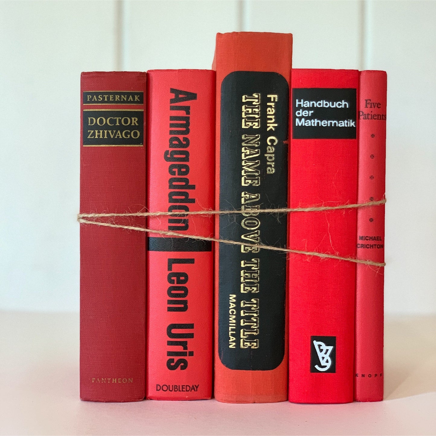 Red and Black Mid-Century Modern Decorative Books for Display