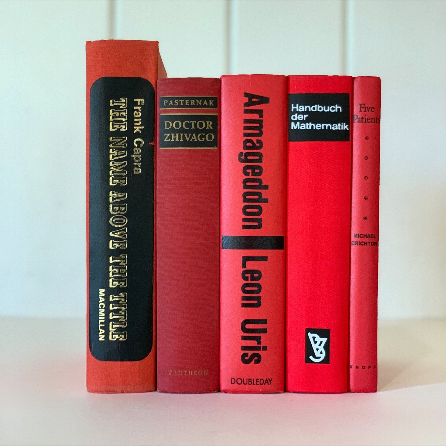 Red and Black Mid-Century Modern Decorative Books for Display