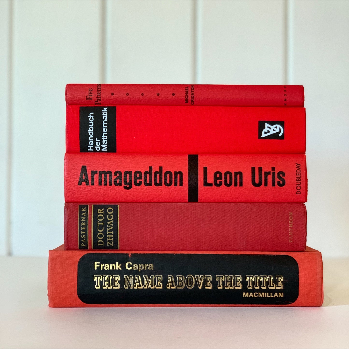 Red and Black Mid-Century Modern Decorative Books for Display