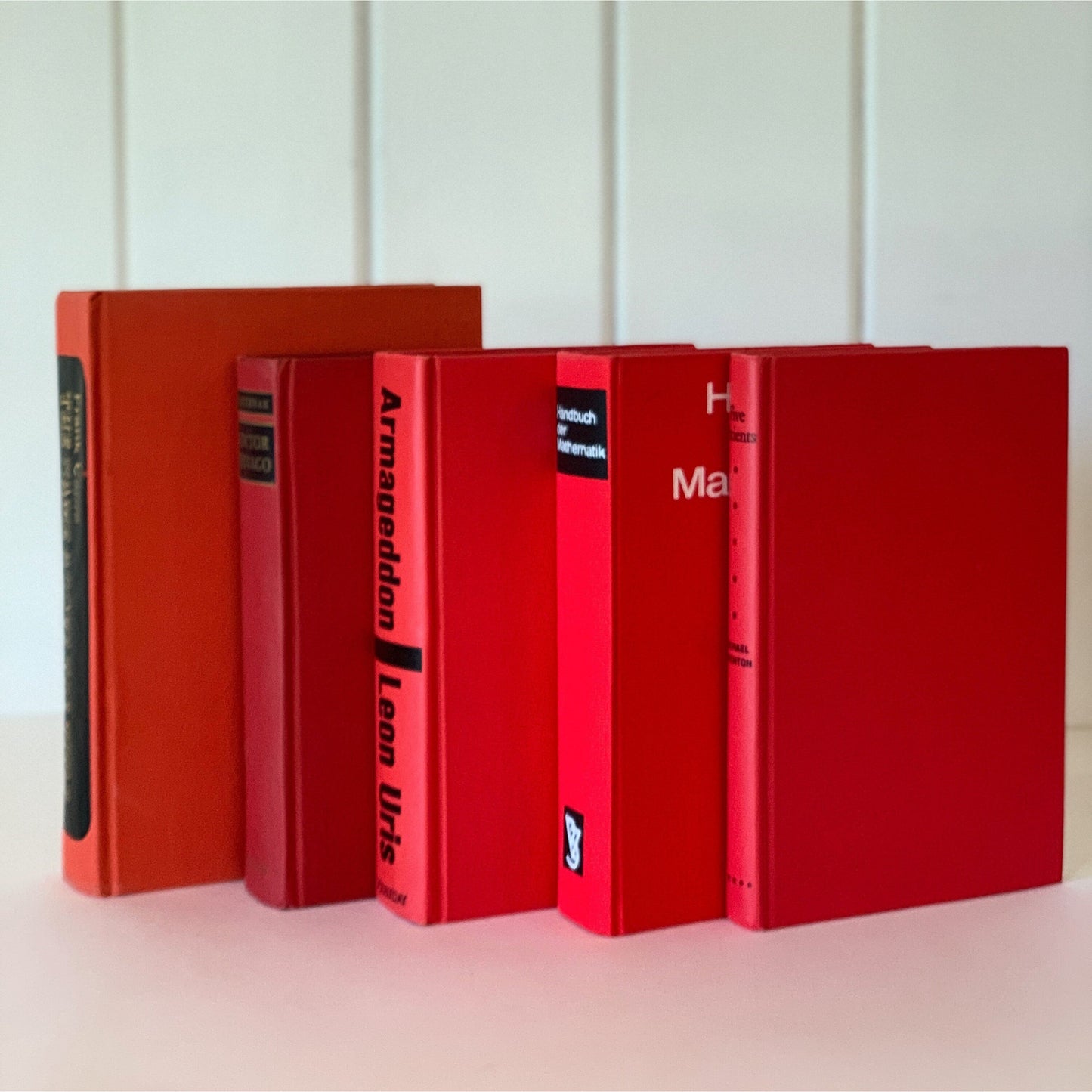 Red and Black Mid-Century Modern Decorative Books for Display