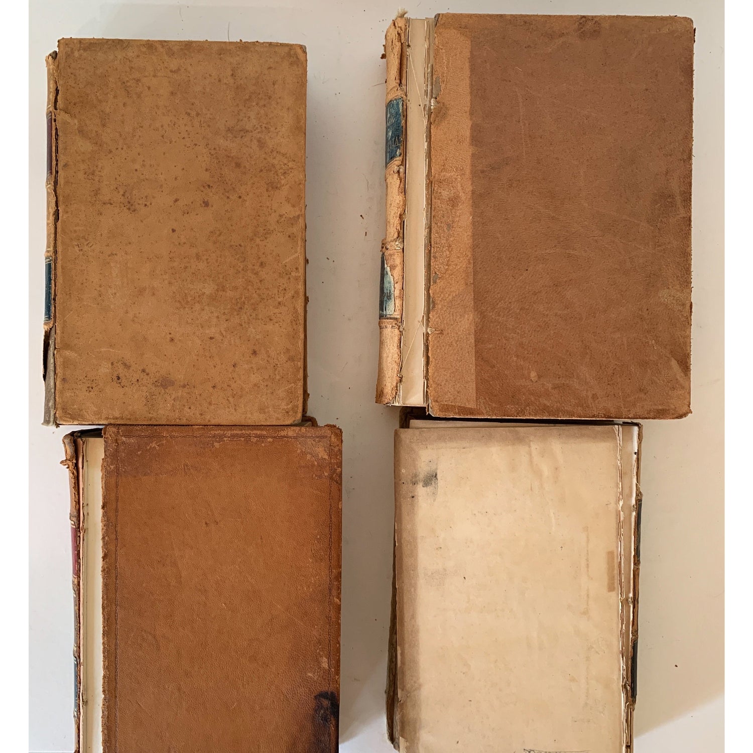 Antique Leather Distressed Books for Shelf Styling, Old Books