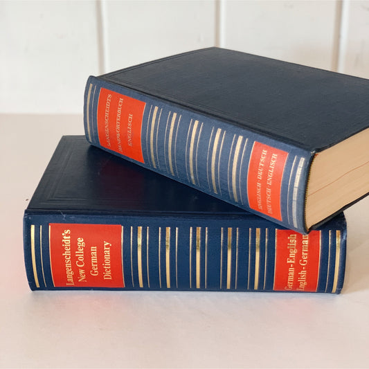 Vintage German Dictionary Set, Mid Century Blue Book Bundle