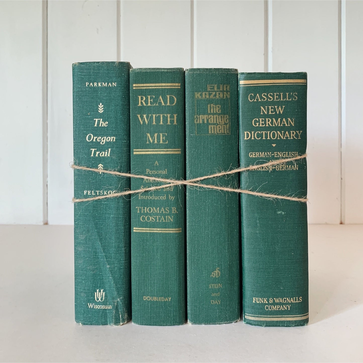 Vintage Hunter Green Books Book Bundle for Mid Century Modern Shelf Styling