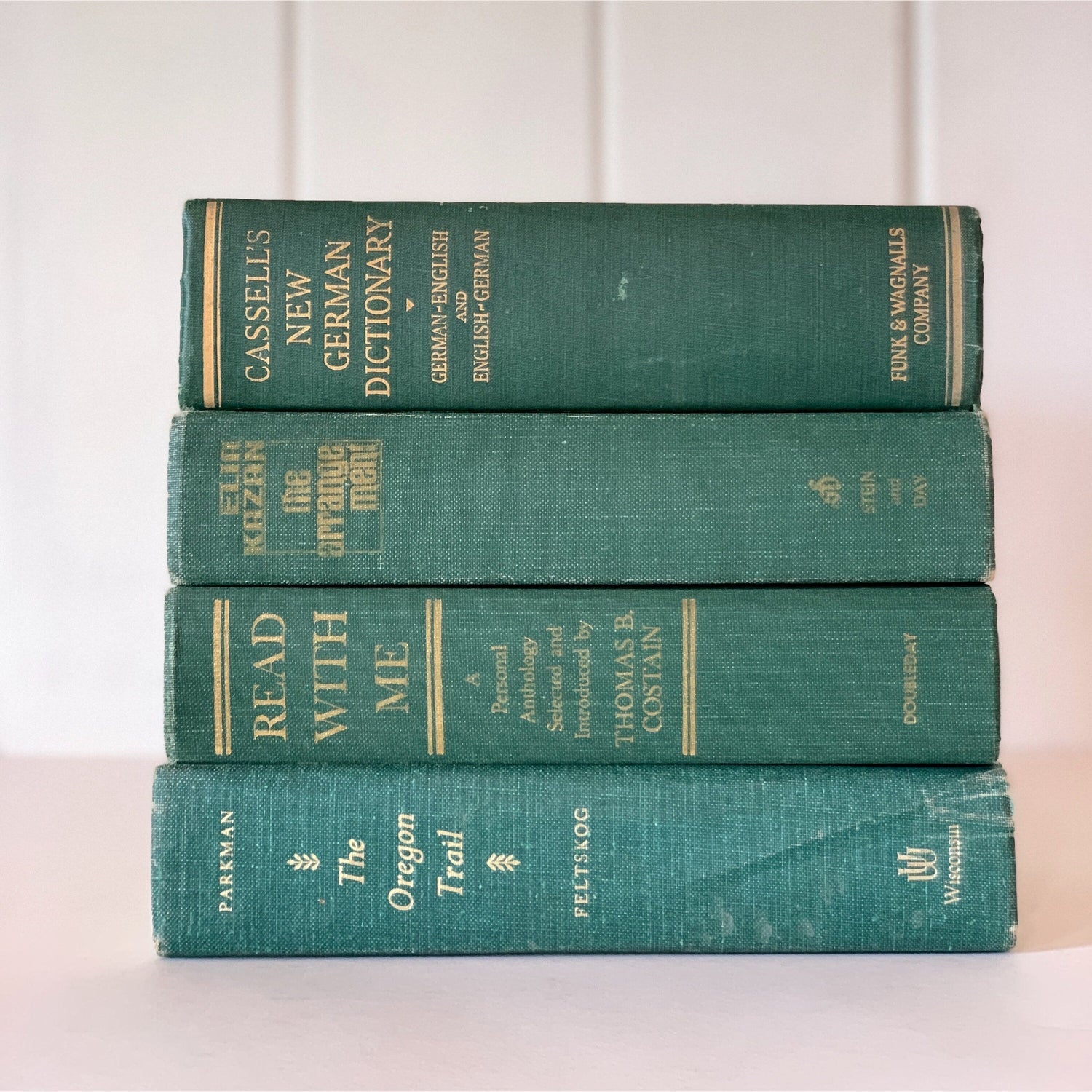 Vintage Hunter Green Books Book Bundle for Mid Century Modern Shelf Styling