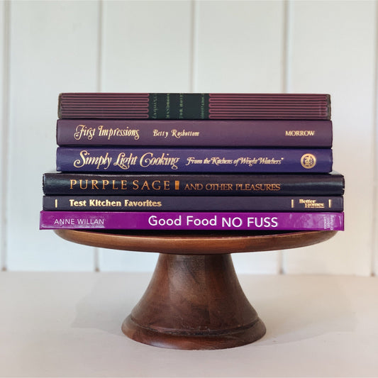 Vintage Books, Purple Cookbook Set for Decor, Kitchen Shelf Styling