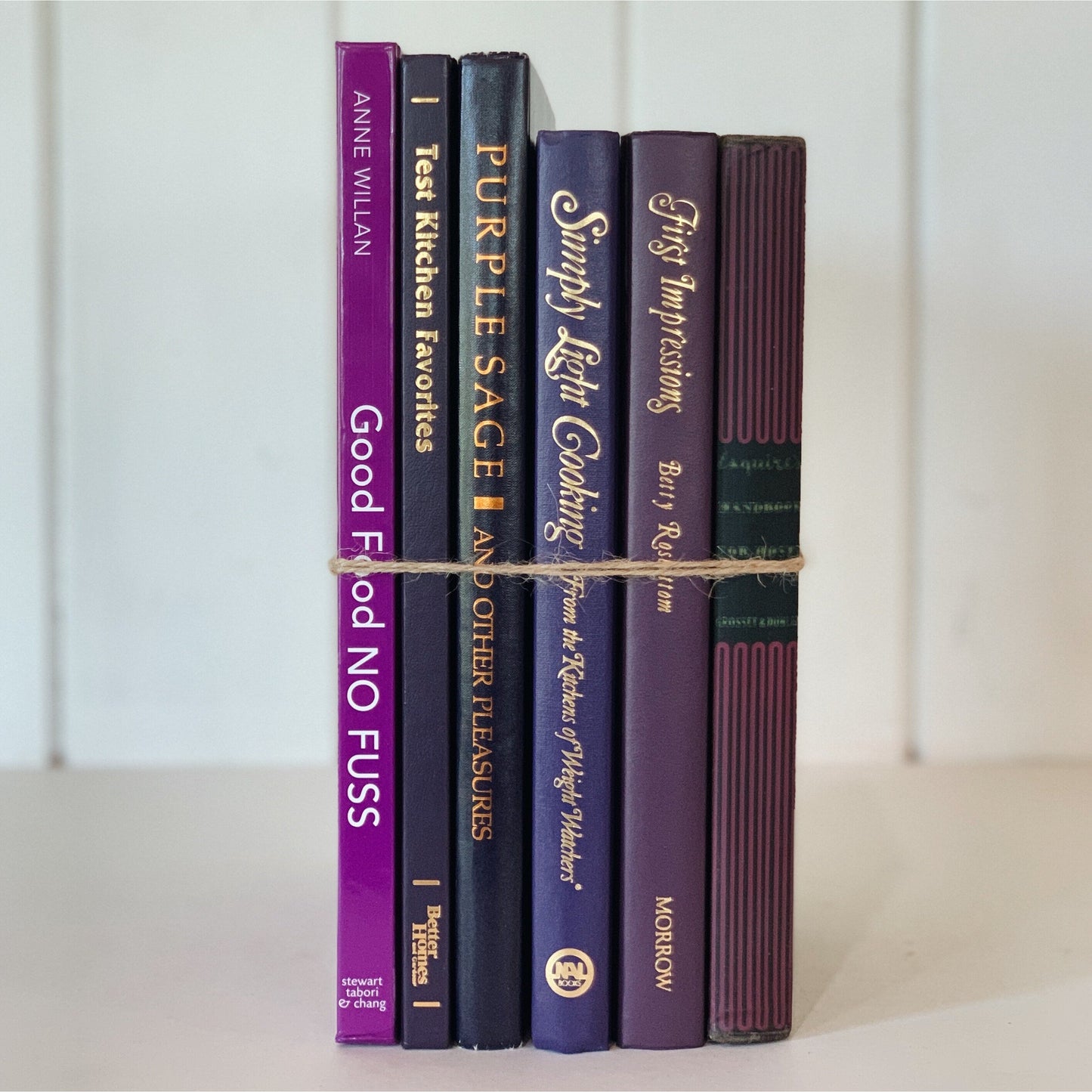 Vintage Books, Purple Cookbook Set for Decor, Kitchen Shelf Styling