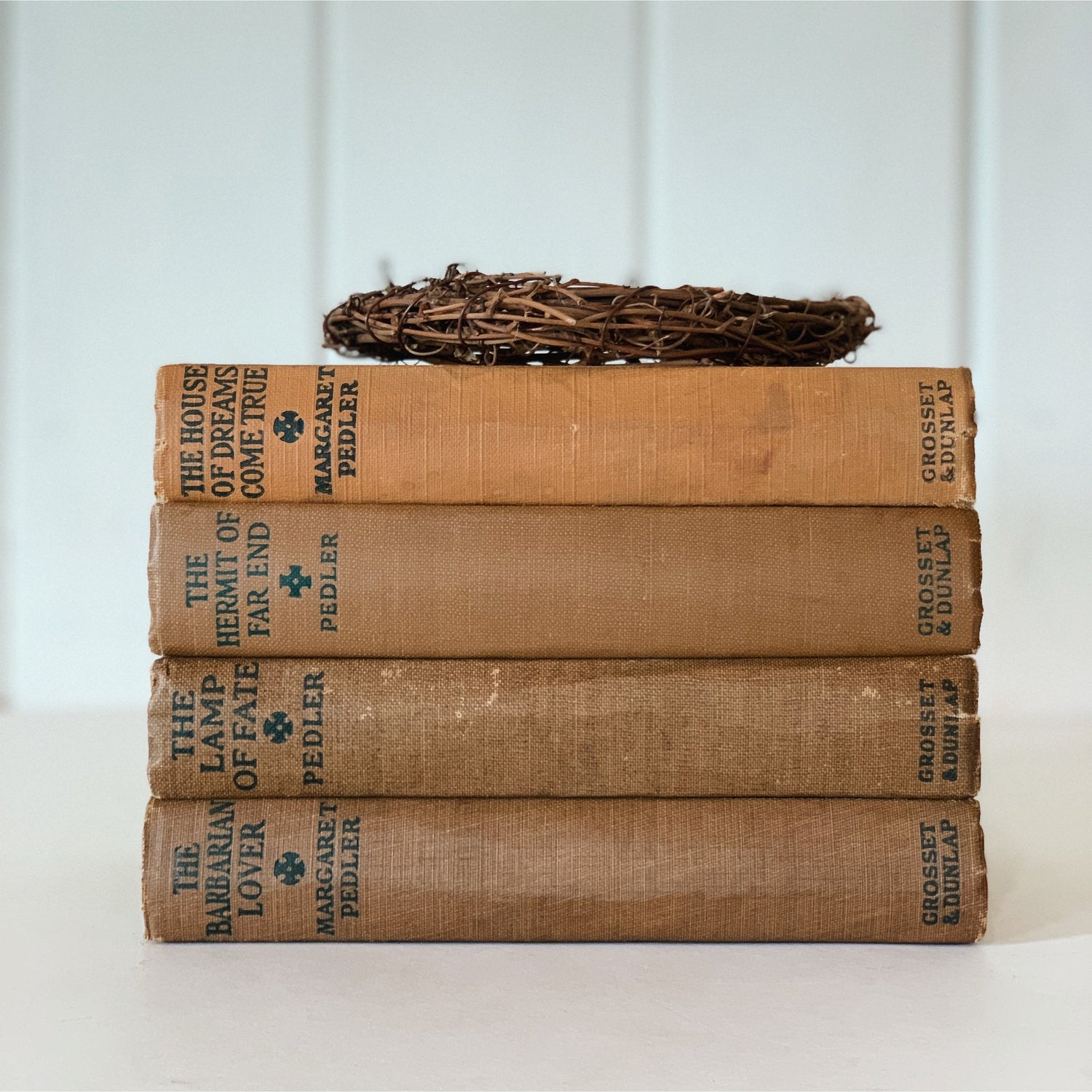 Antique Neutral Beige Brown Book Bundle, Books by Color, Margaret Pedler Books, 1920s