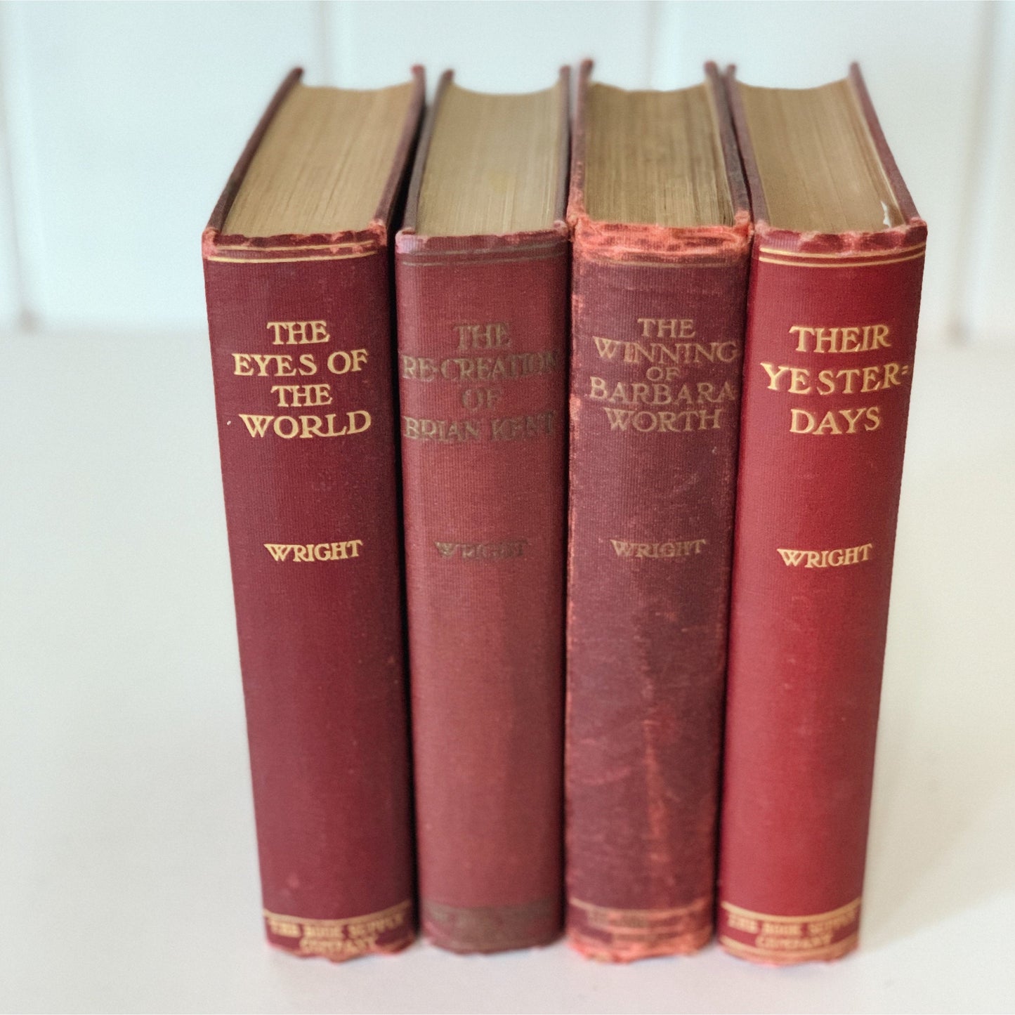 Antique Red and Gold Books for Decor, Harold Bell Wright Book Bundle, 1910s