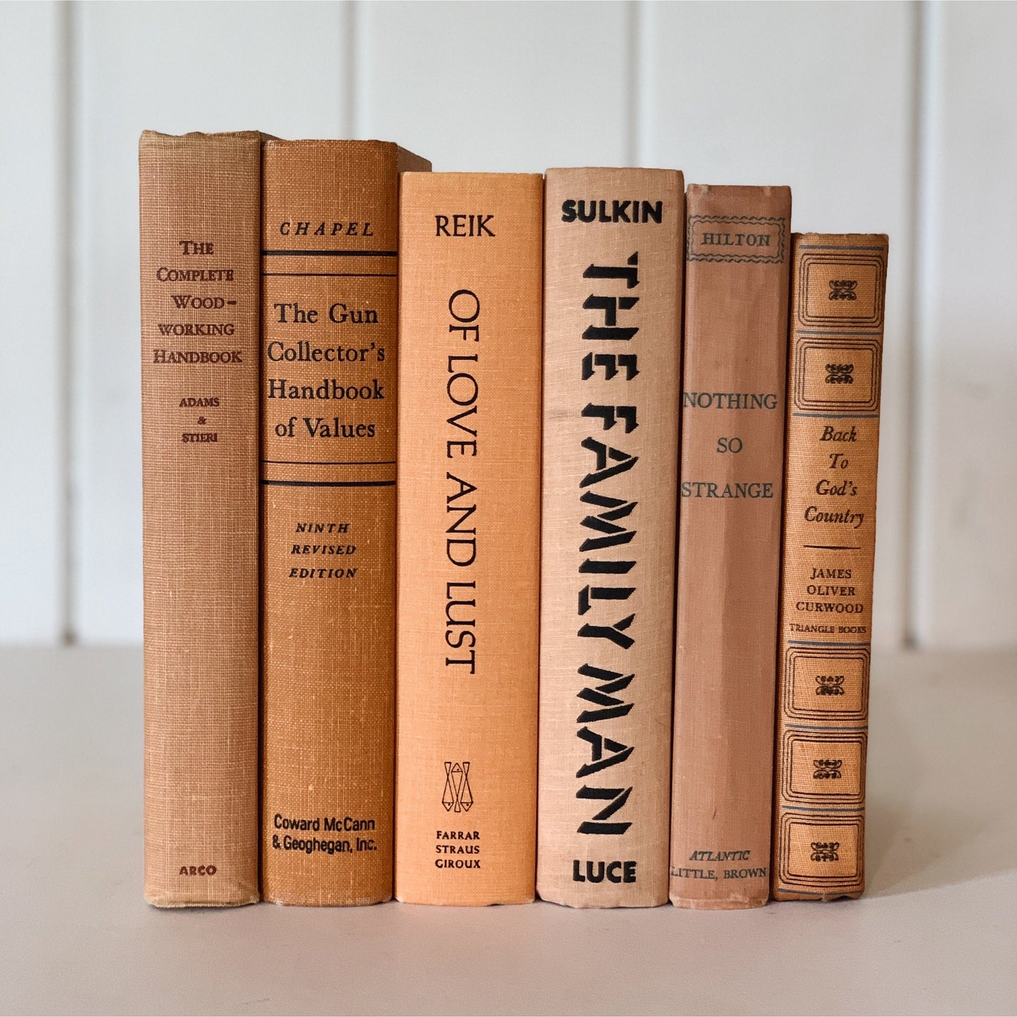 Peach Orange and Copper Vintage Book Bundle, Handmade Bookshelf Decor, Books By Color