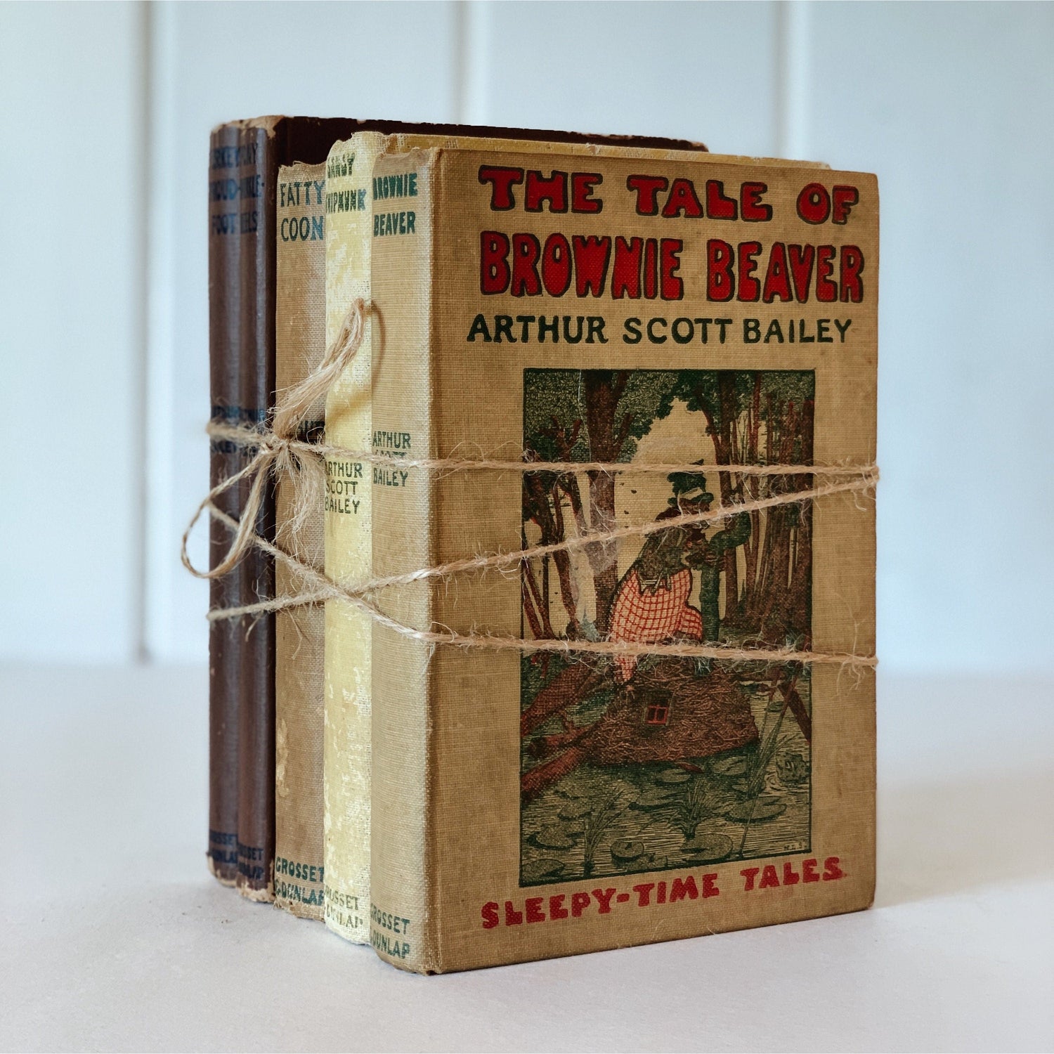 Antique Beige and Brown Children's Book Bundle, Arthur Scott Bailey Sleepy Time Tales