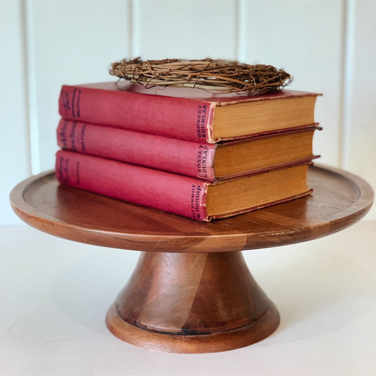 Clarence E. Mulford Book Set, Antique Old West Novels, Maroon Red Books for Shelf Styling
