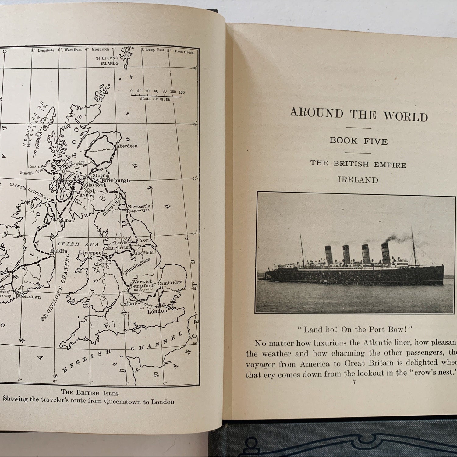 Around the World, Clarence F. Carroll, Antique Geography Textbook Set, Gray Book Set for Classroom Decor