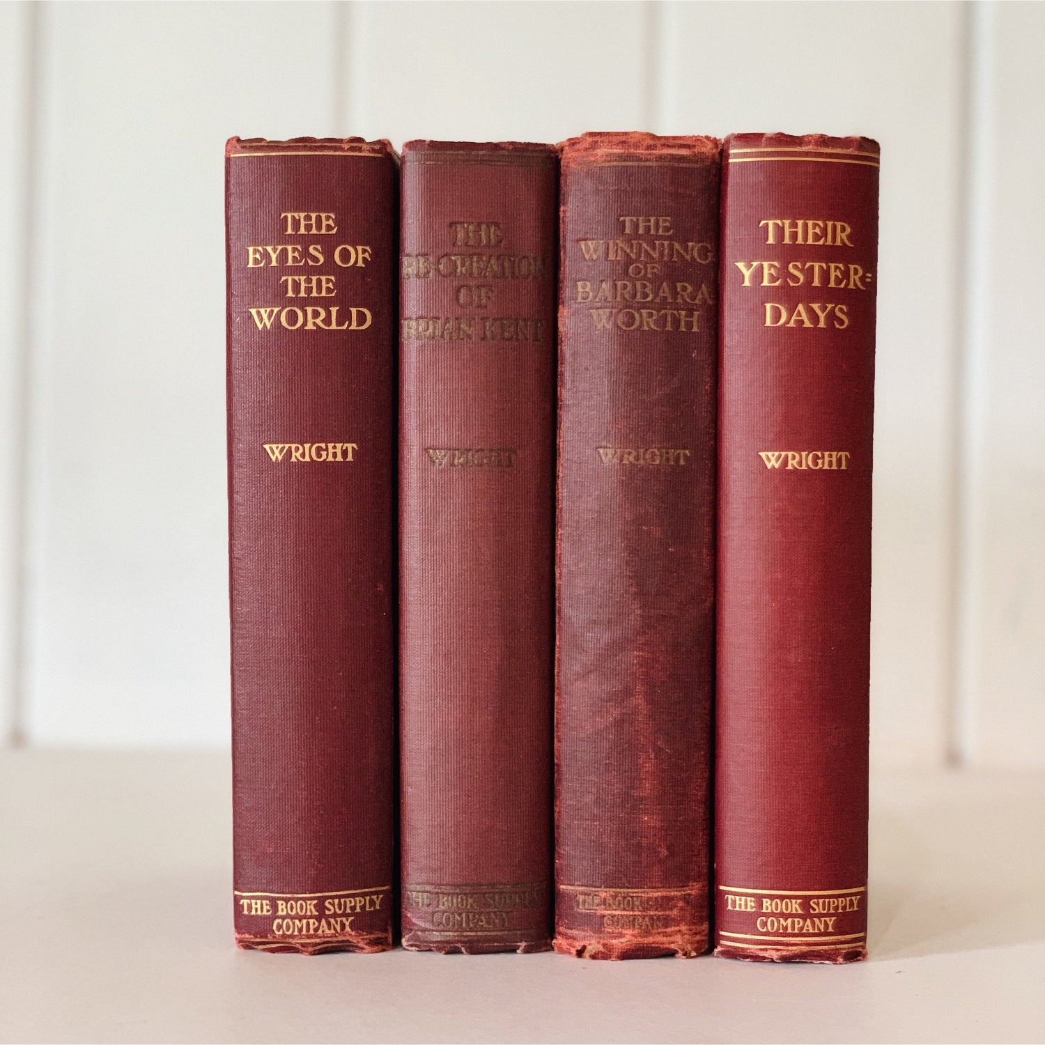 Antique Red and Gold Books for Decor, Harold Bell Wright Book Bundle, 1910s