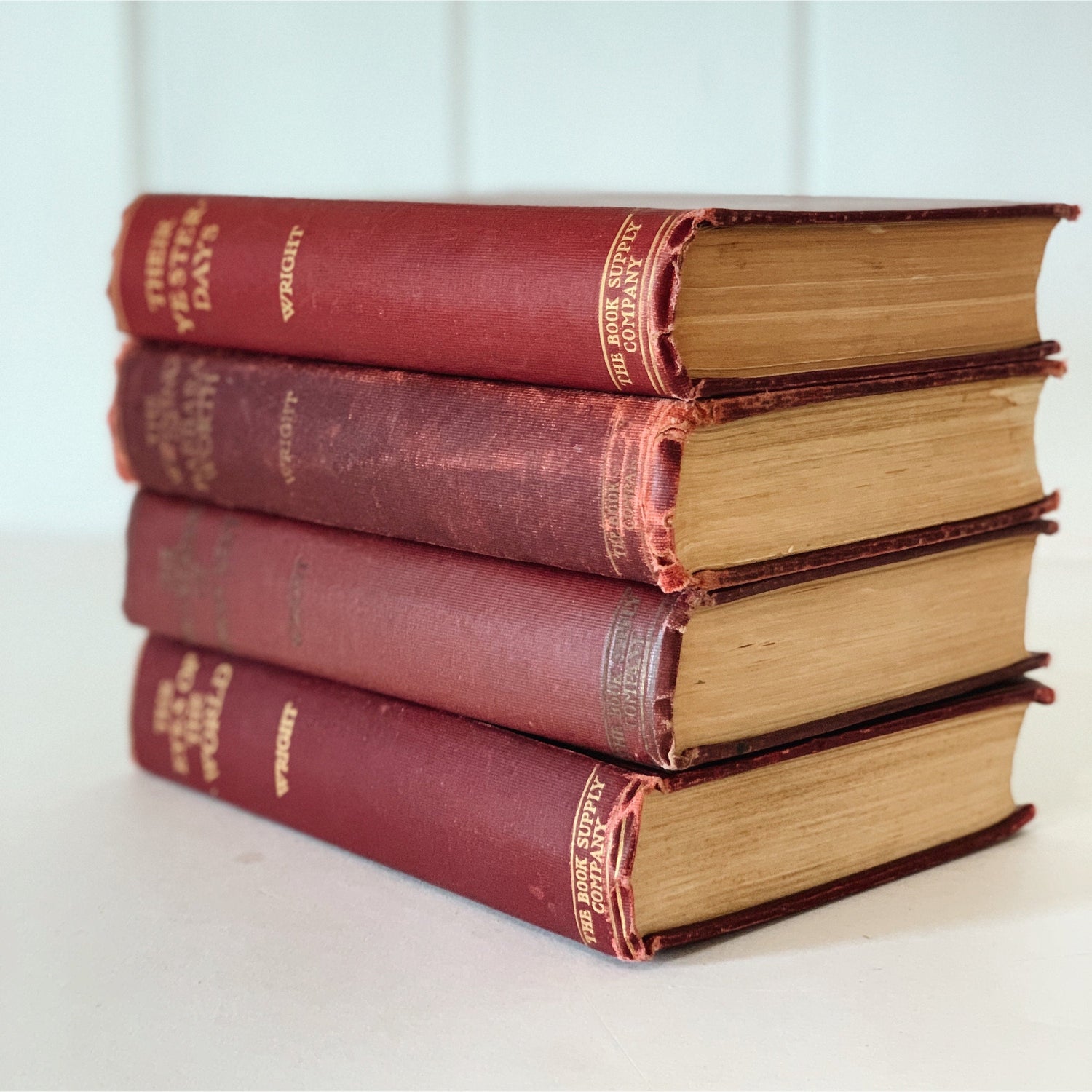 Antique Red and Gold Books for Decor, Harold Bell Wright Book Bundle, 1910s